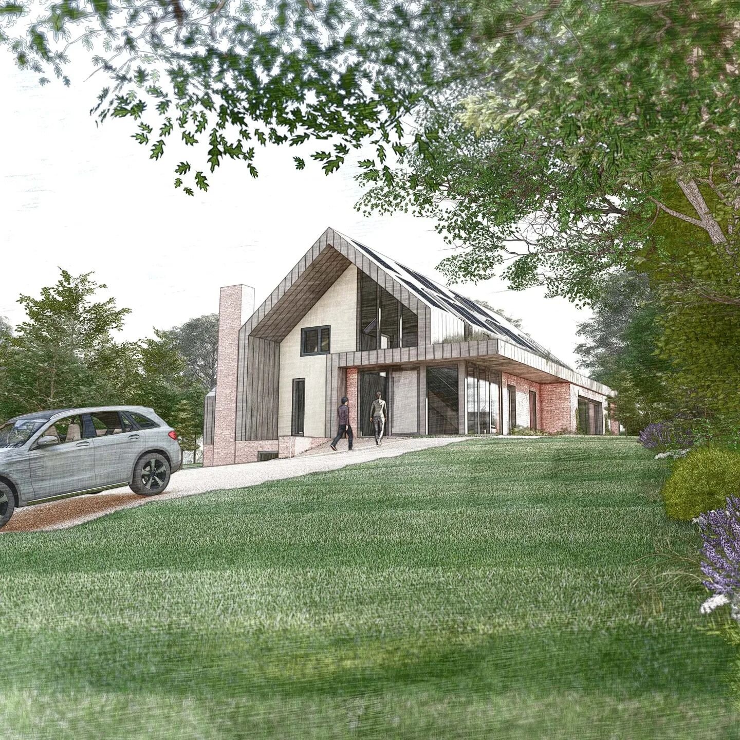 Our latest design proposal for a new dwelling in a local Wiltshire village. As the property is located in a conservation area, it has been designed with a low impact footprint, a low ridge, and sufficient boundary screening. The dwelling will have si