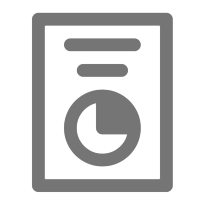 Black and white illustration of a tablet or smartphone displaying a circular chart or pie chart.