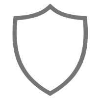 Blank shield icon with gray outline on a transparent background.