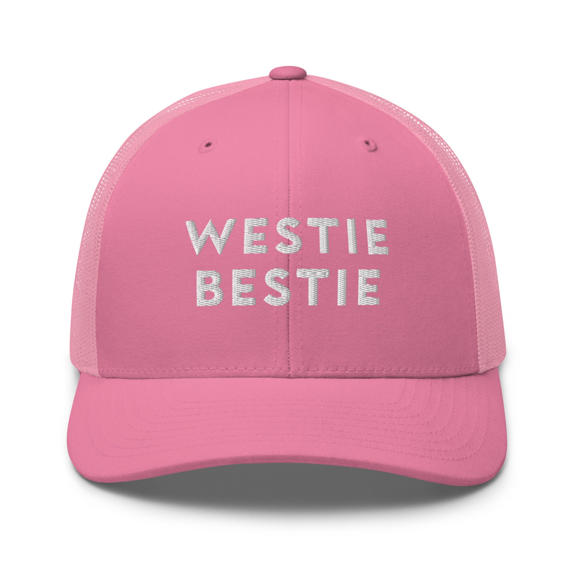 Westie Bestie Hat Ball Cap. Part of the Westitude Collection on The Wandering Westie Dog Shop.