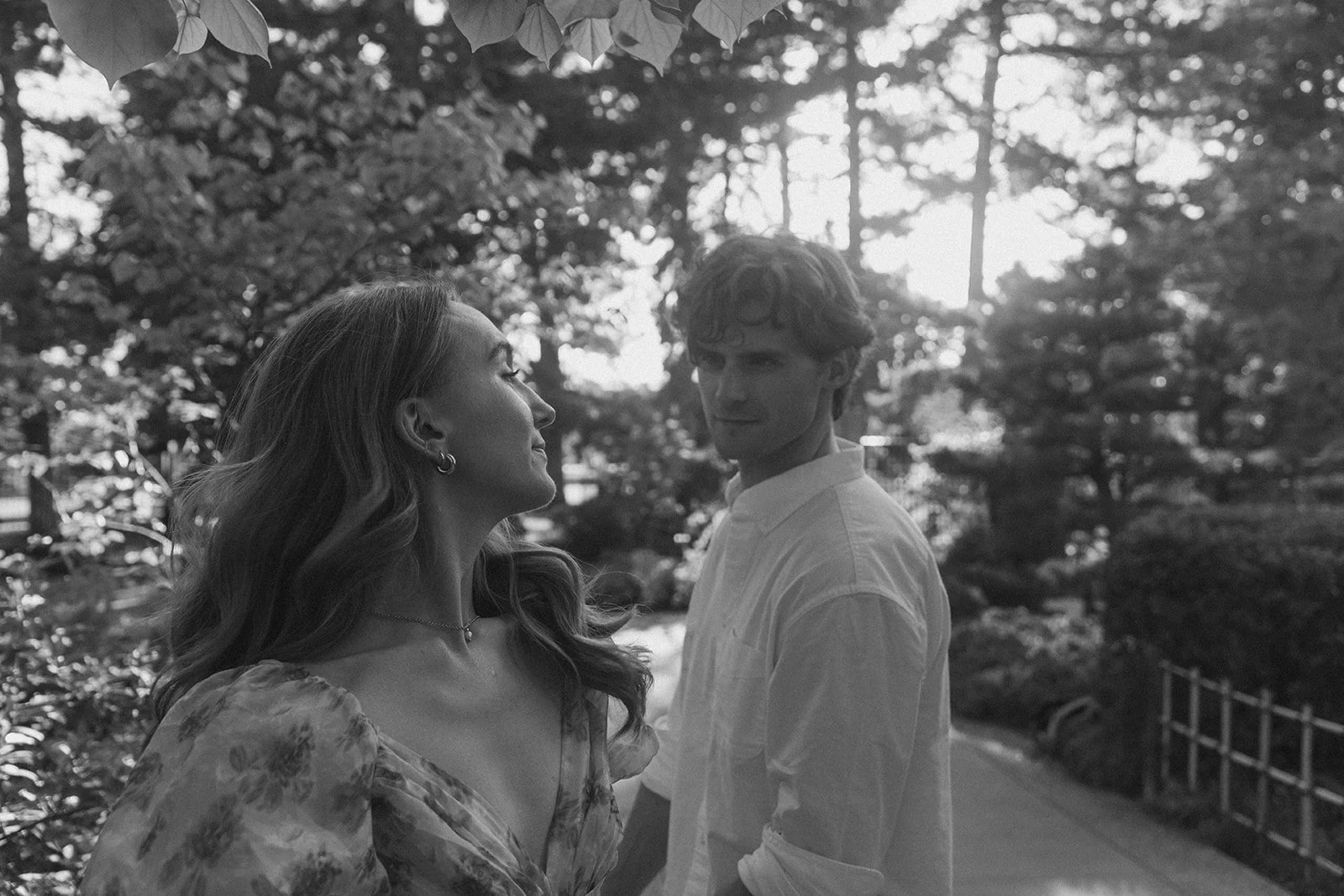 a man looking at a woman, taken by a Denver engagement photographer