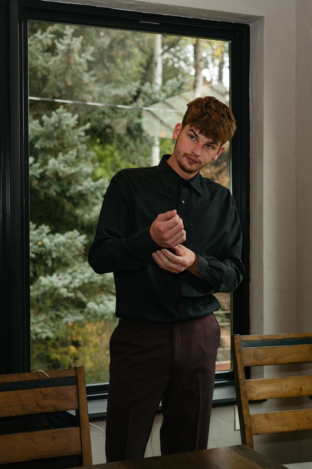 the groom getting ready for his elopement 