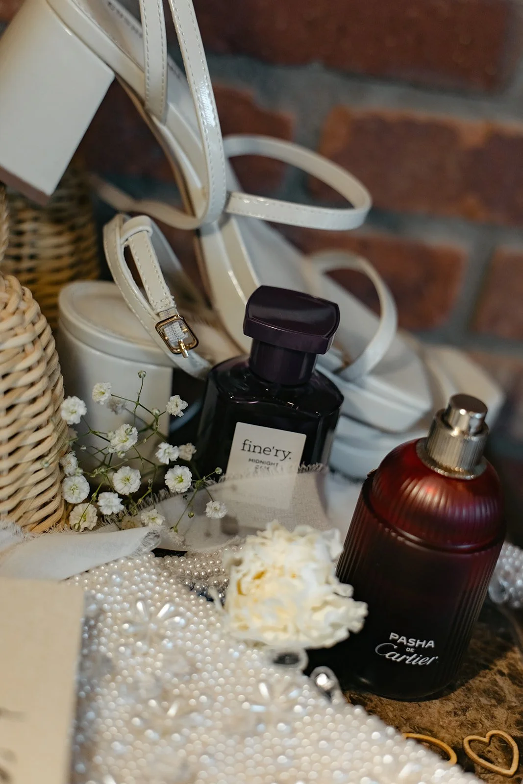 Wedding Detail Photos with both the bride and groom's things 