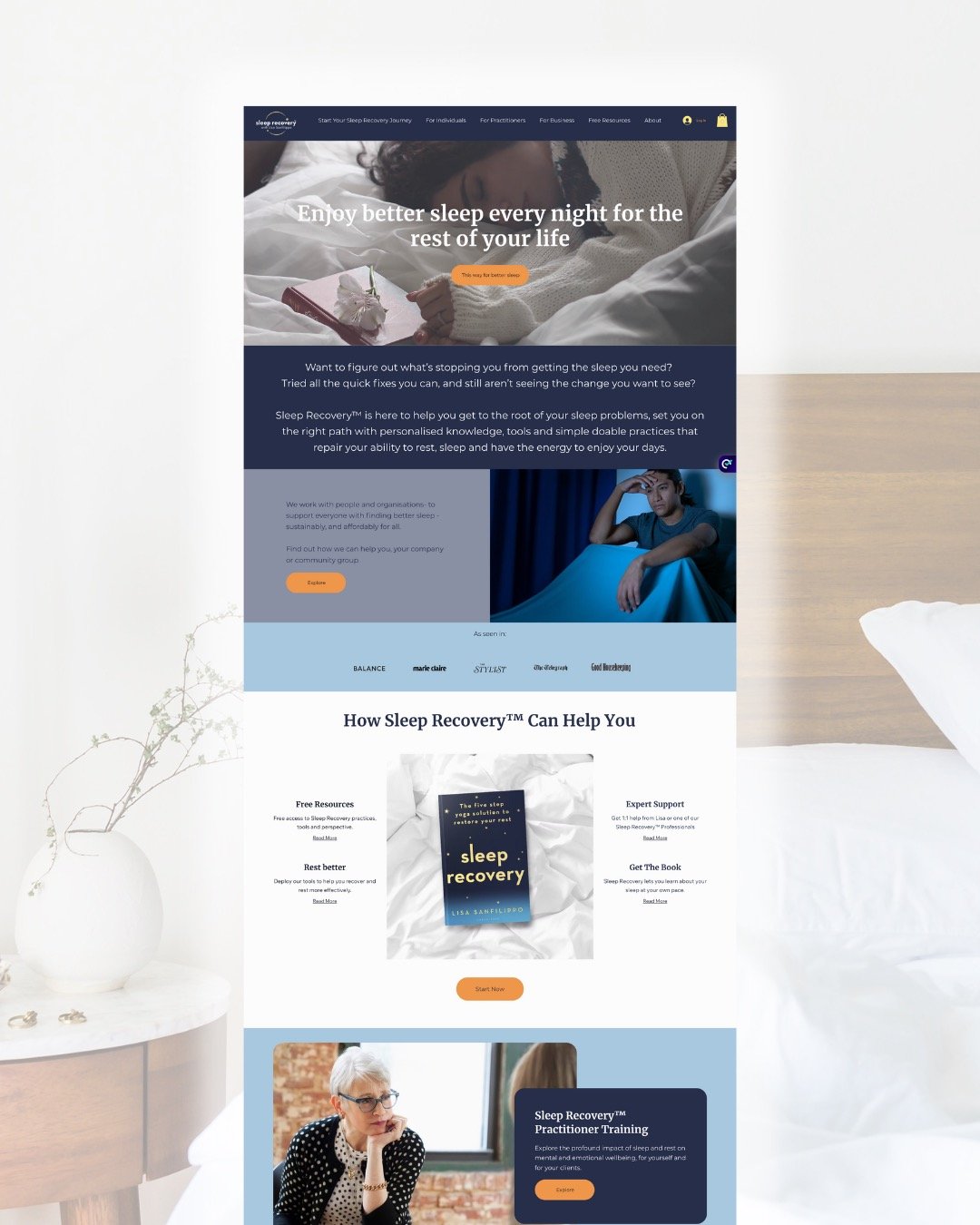 Sleep Recovery by Lisa Sanfilippo: Bespoke Website & Content Production