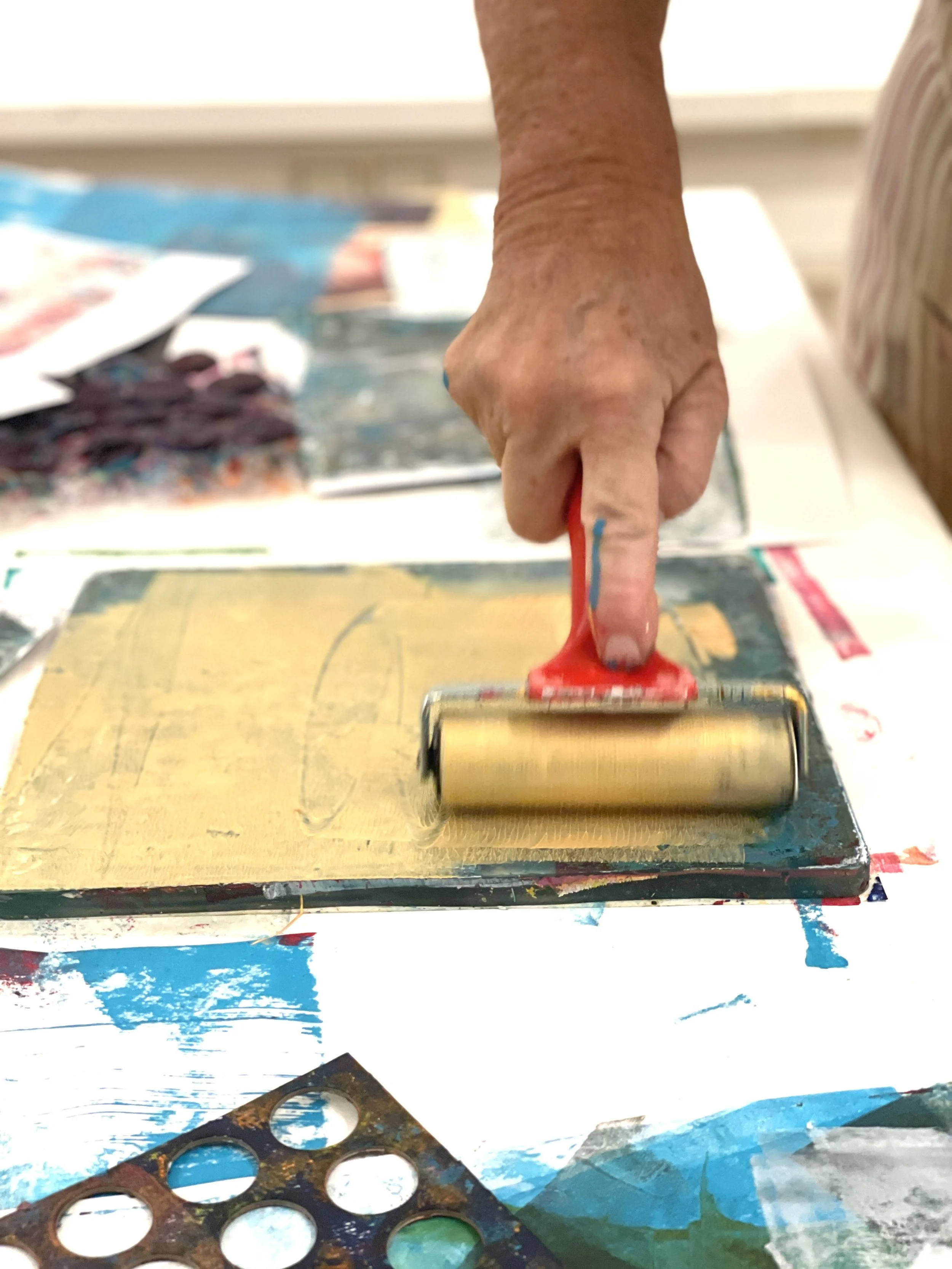 Prova på gelli plate 11 mars