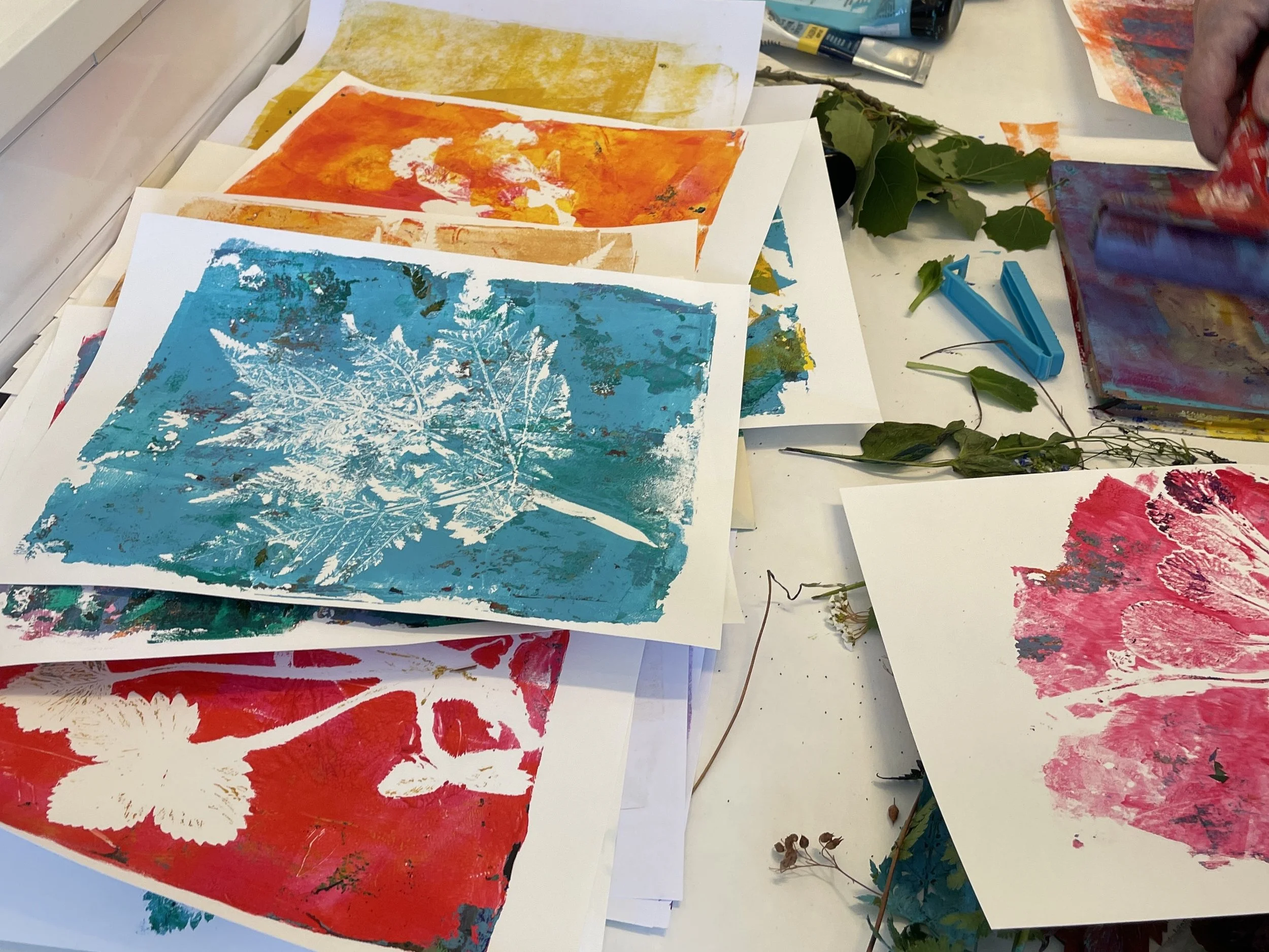 Tryck växter med gelli plate 9 september