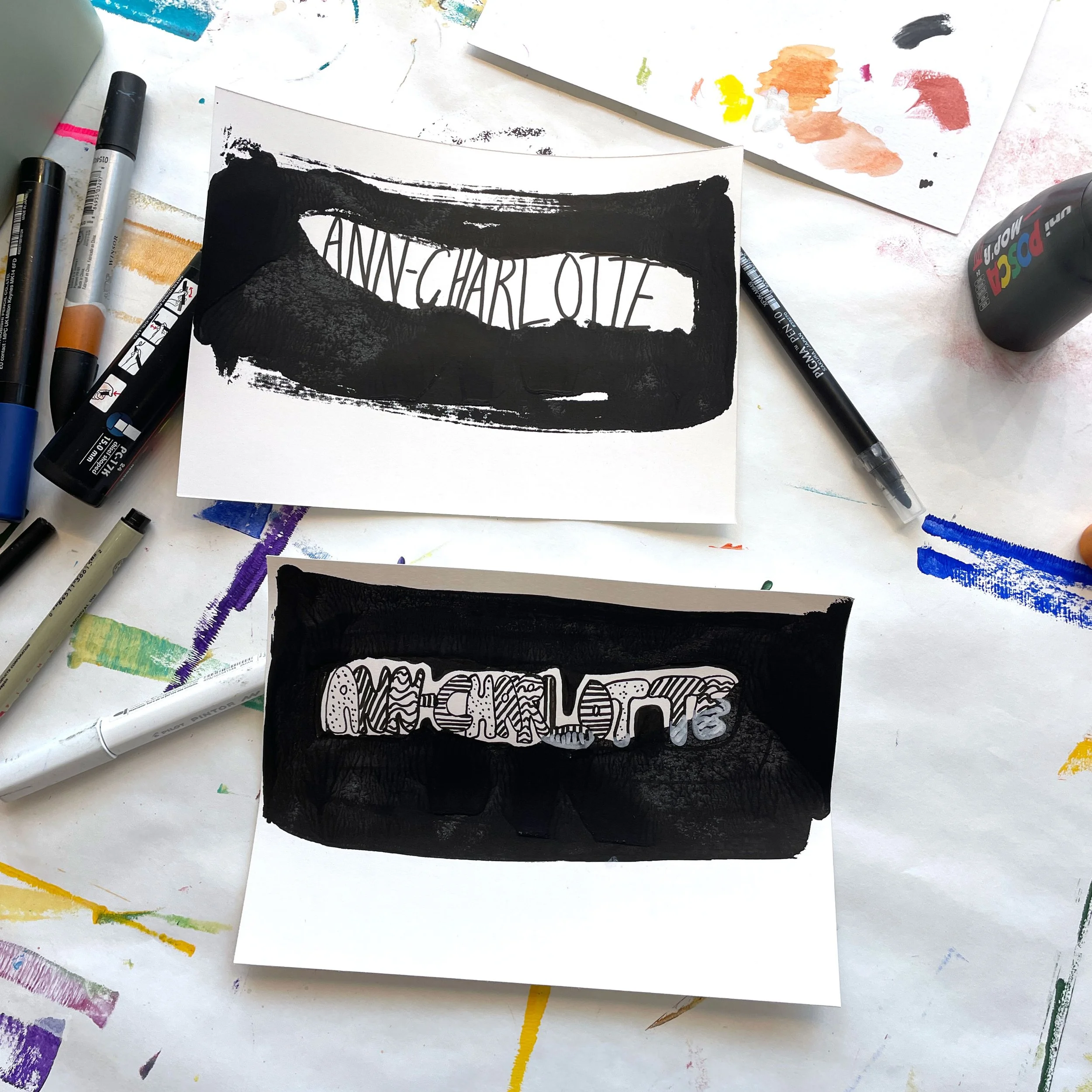 två doodles med namnet Ann-Charlotte