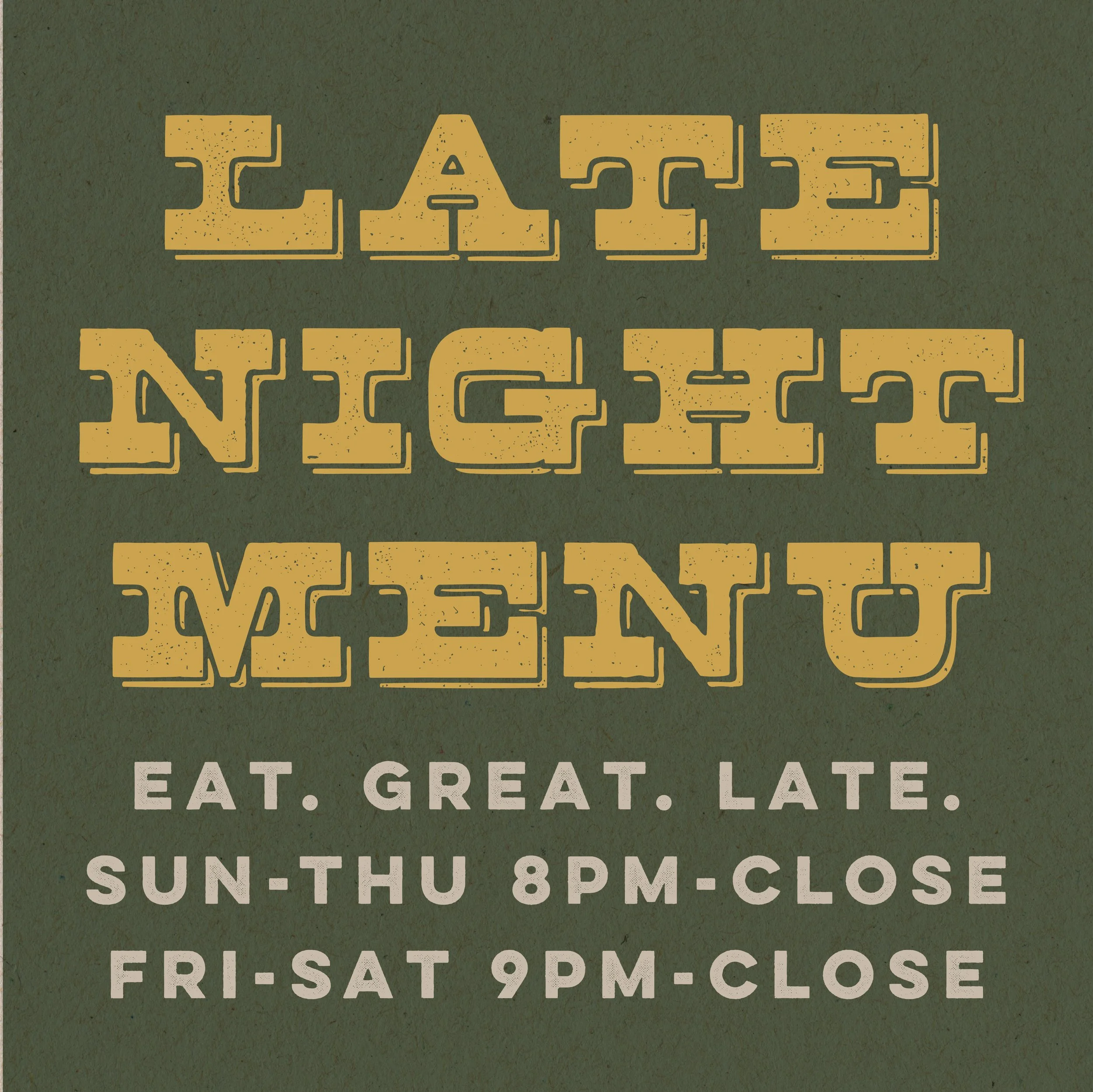 Cabin Late Night Menu