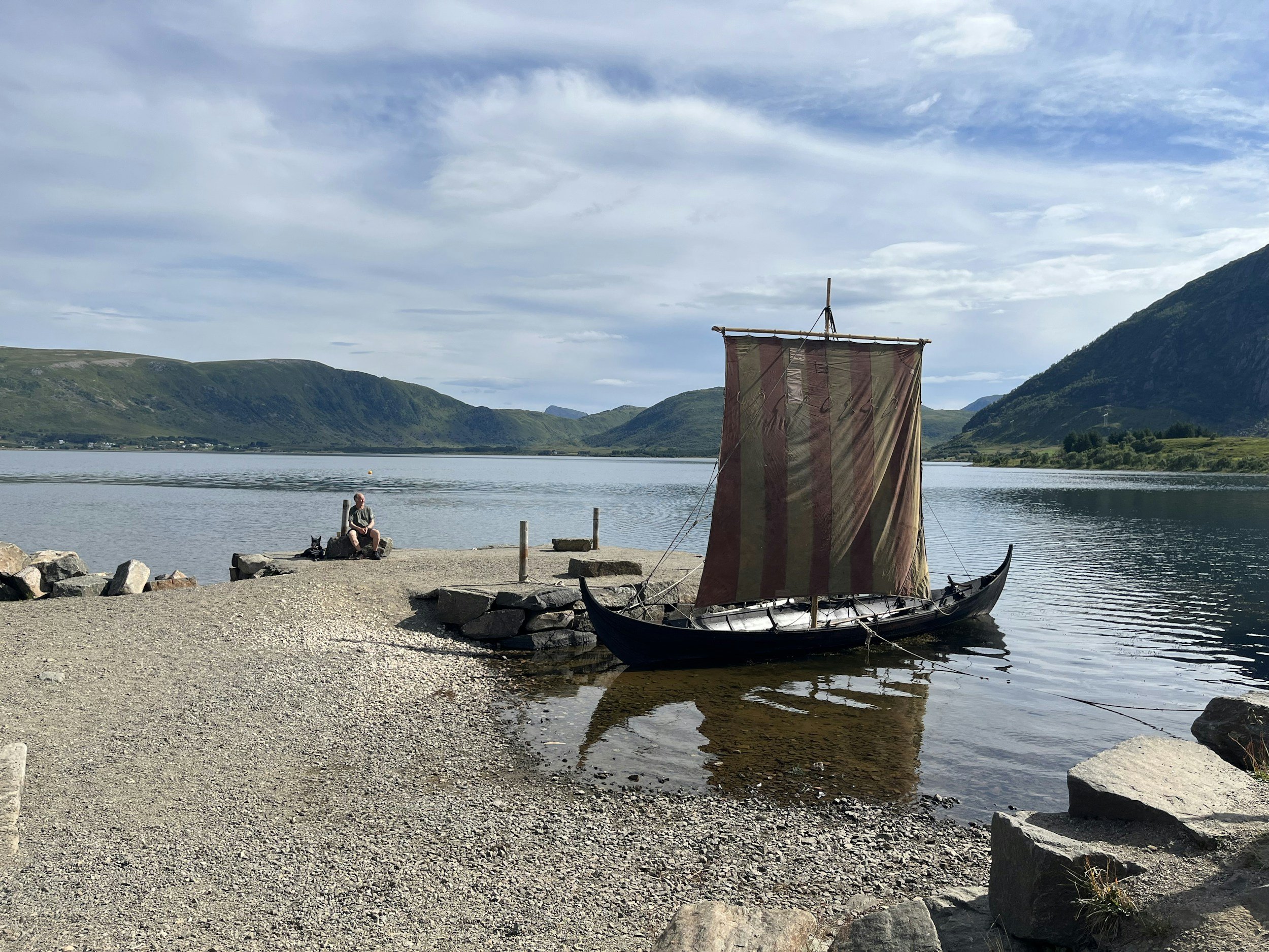 A viking boat by a lake