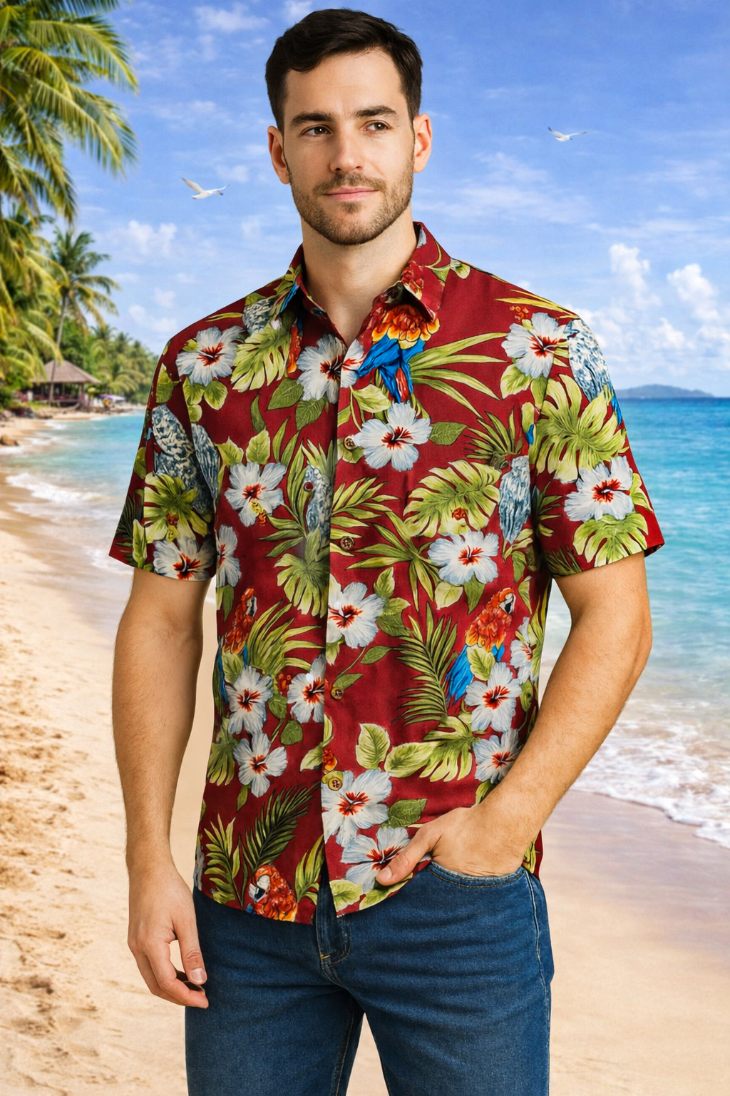 Maroon w/ Macaws (925)