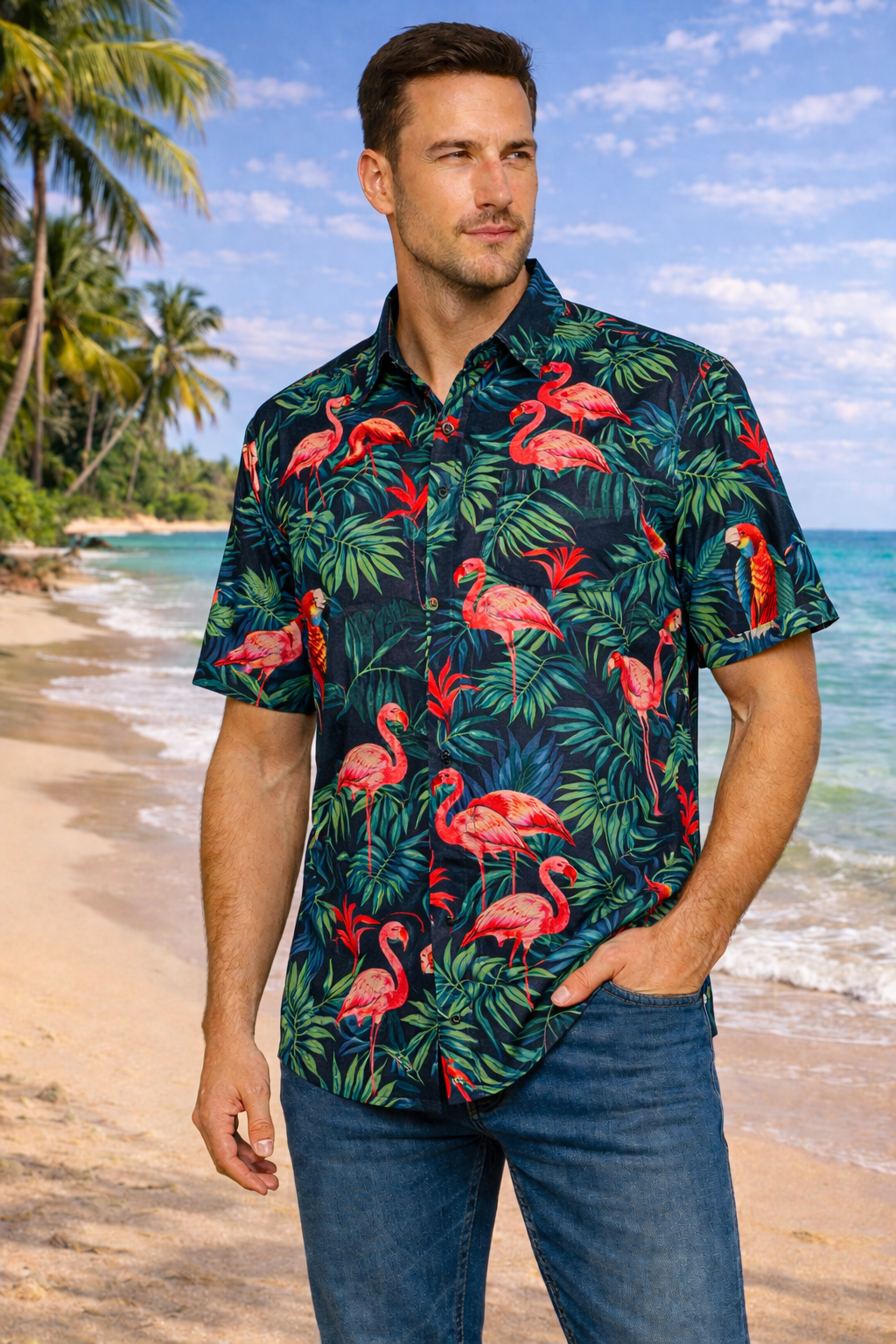 Flamingos - Black and Dark Green.png