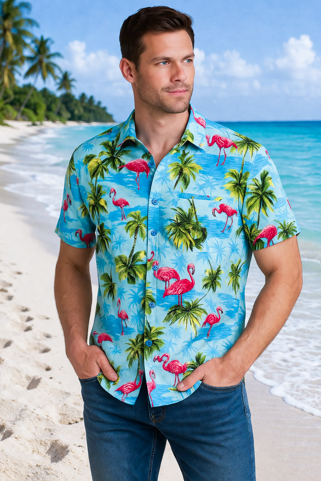 Flamingos - Sky Blue