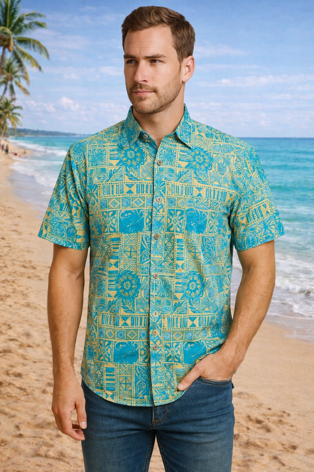 Hawaiian Art - Blue w/Tan (103)