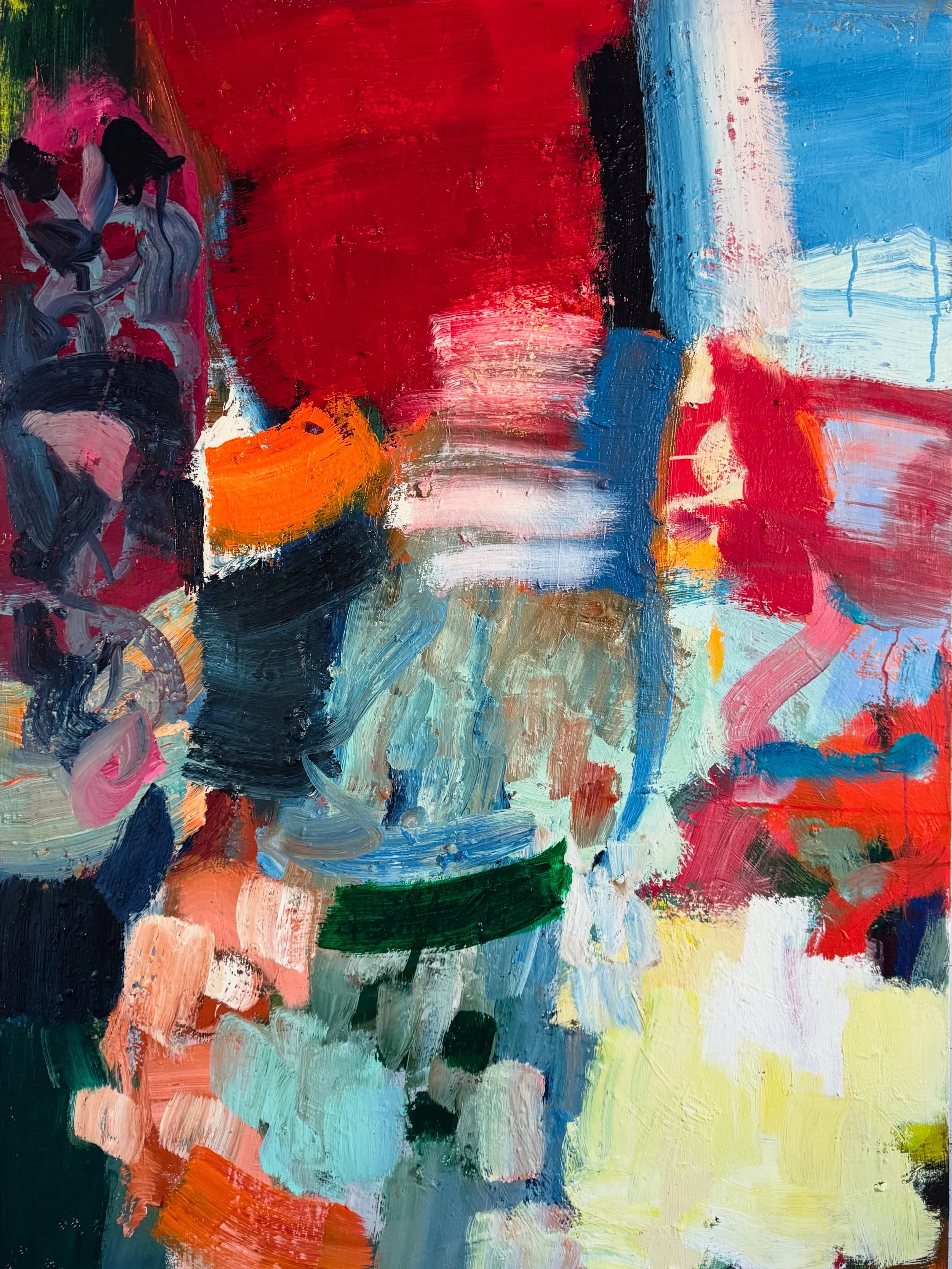 Abstraction with Red Pitcher 2025 36"x48" oil on linen