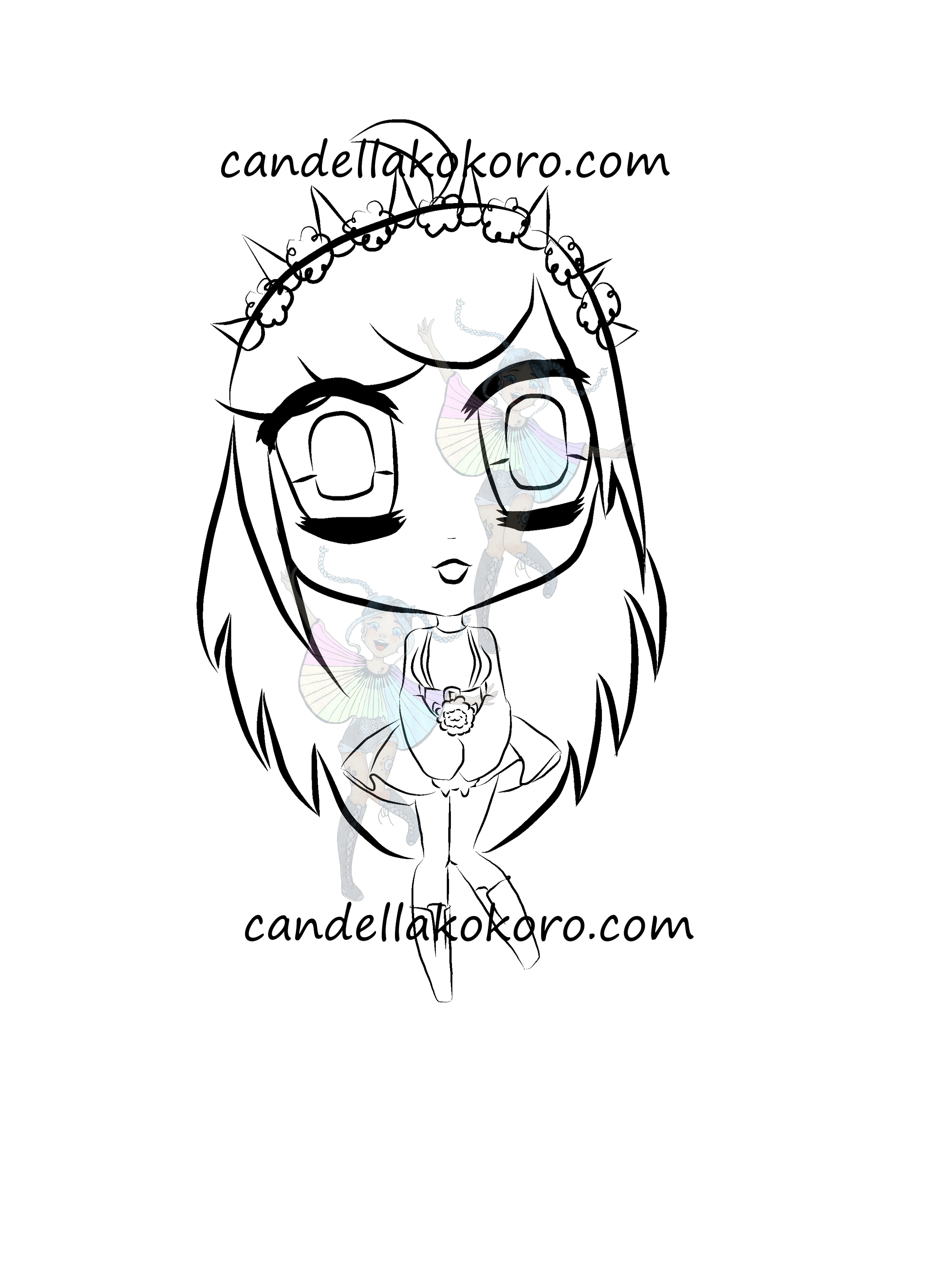chibi with sheep coloring page