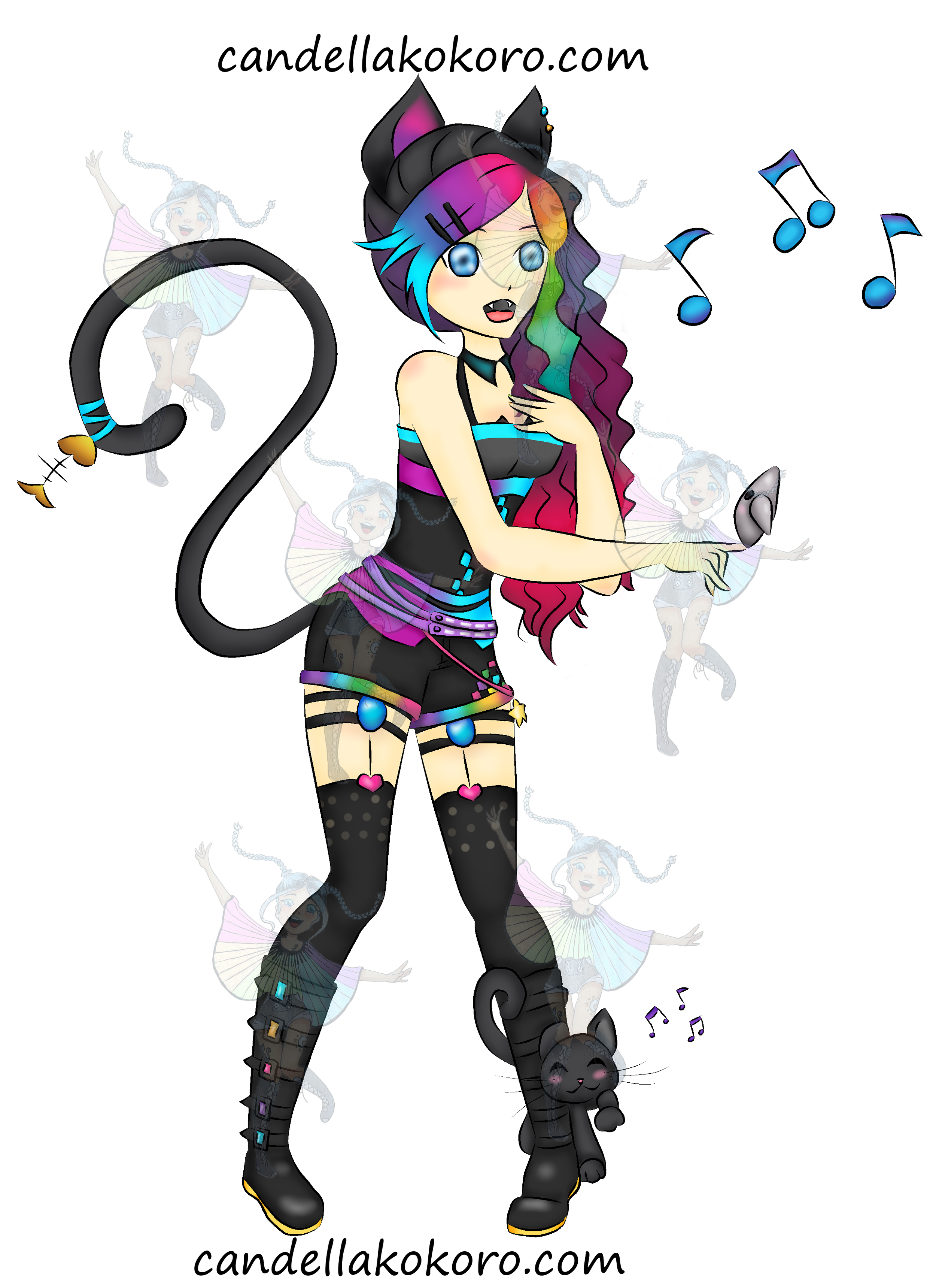 4x6 print of singing cat girl