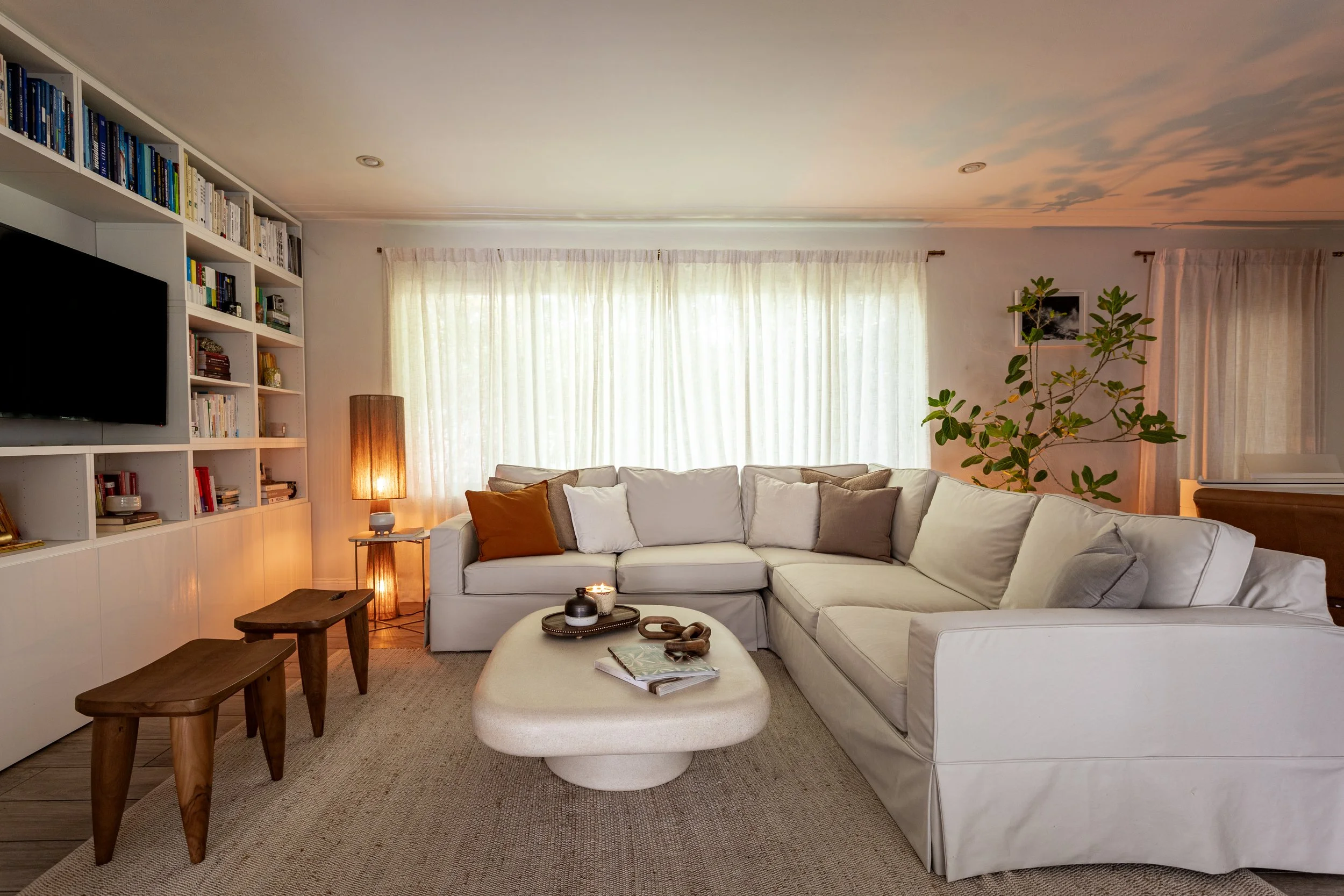 Residential living room designed by Jessi Goldstein with contemporary interiors in Miami