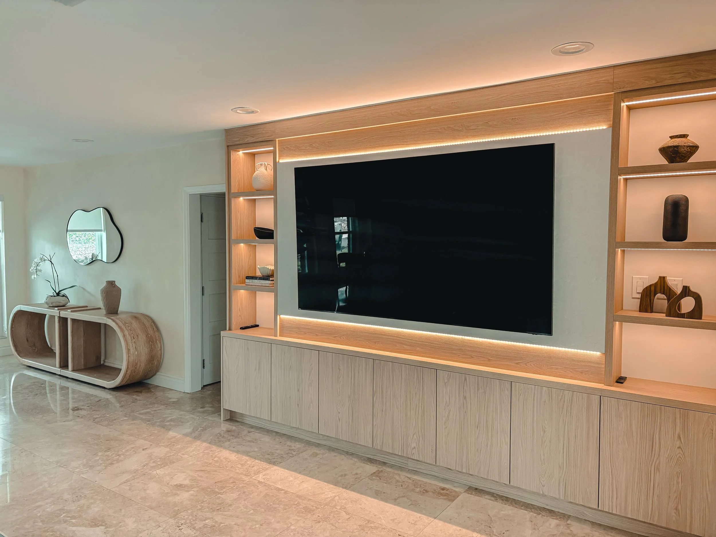 Sophisticated living room designed for a luxury home in Miami.