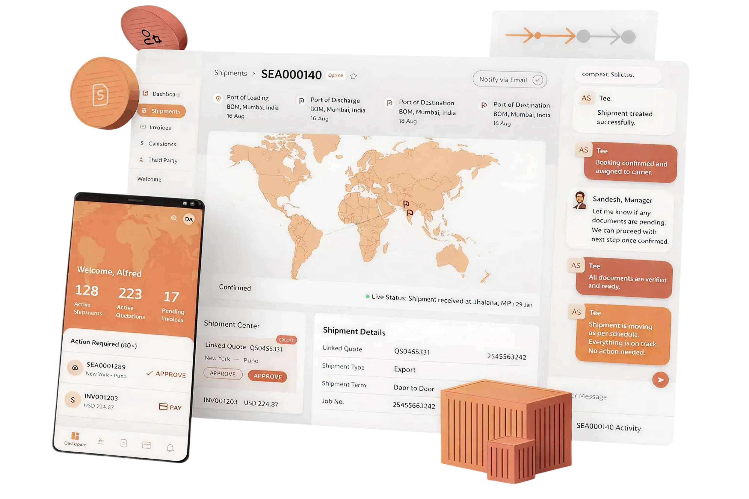 Digital supply chain software helping businesses manage logistics and track global shipments in real time