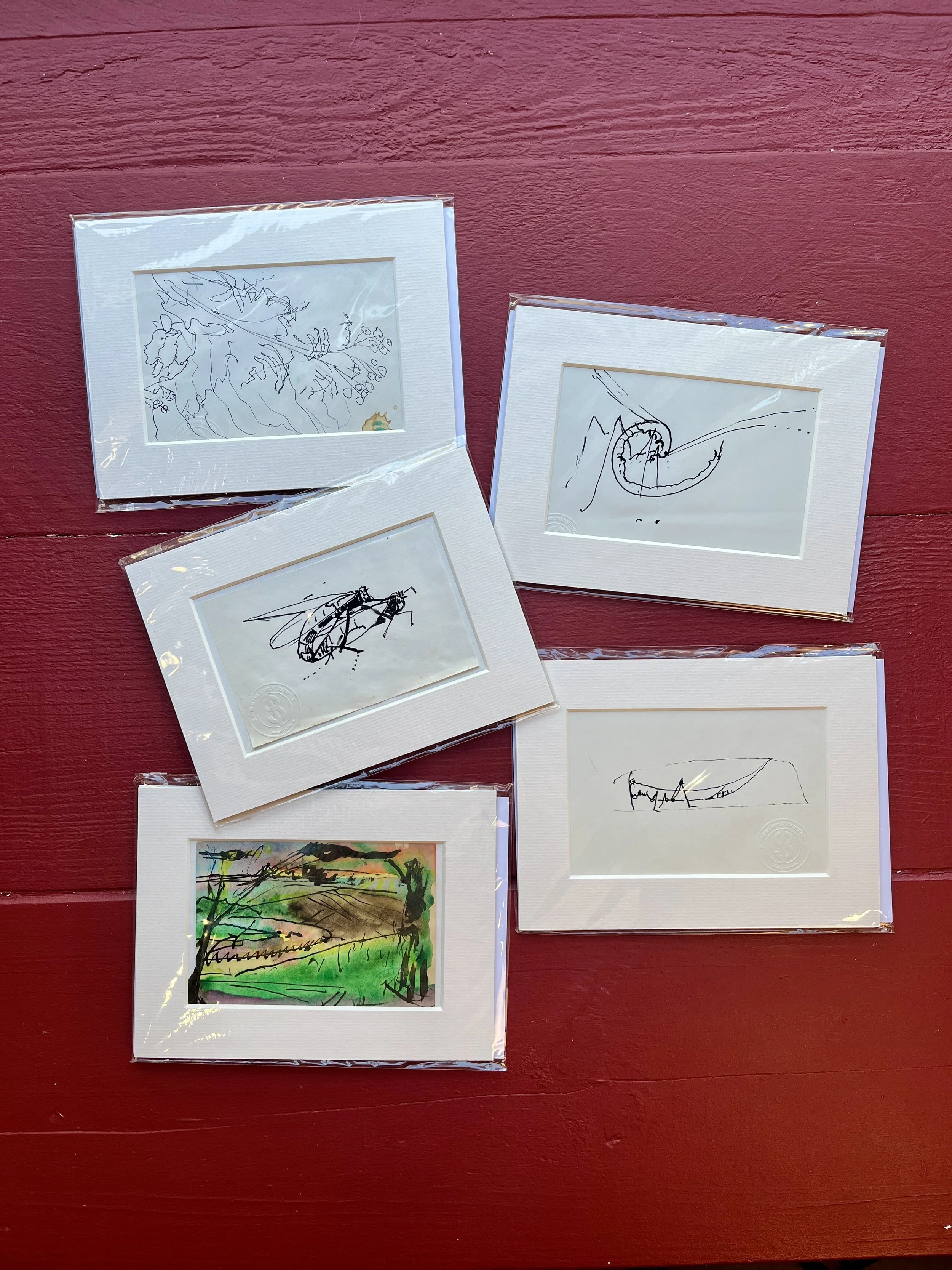 Small Original Mounted drawing by Sven Berlin -  Nature (various compositions)