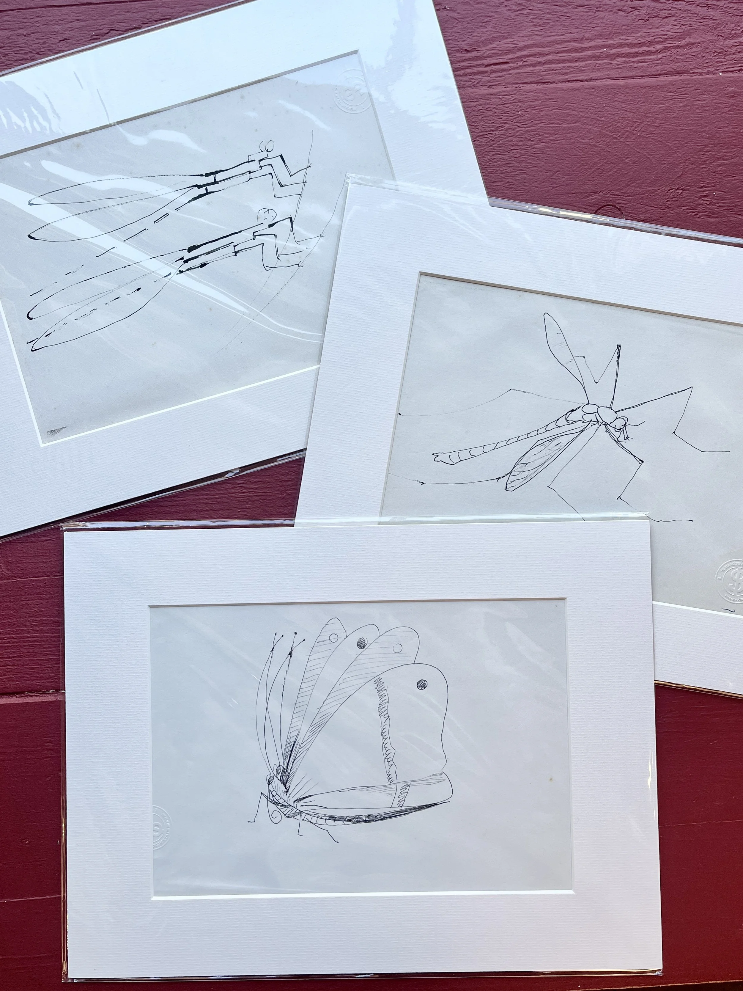 Large Landscape Original Mounted Drawing by Sven Berlin - various compositions