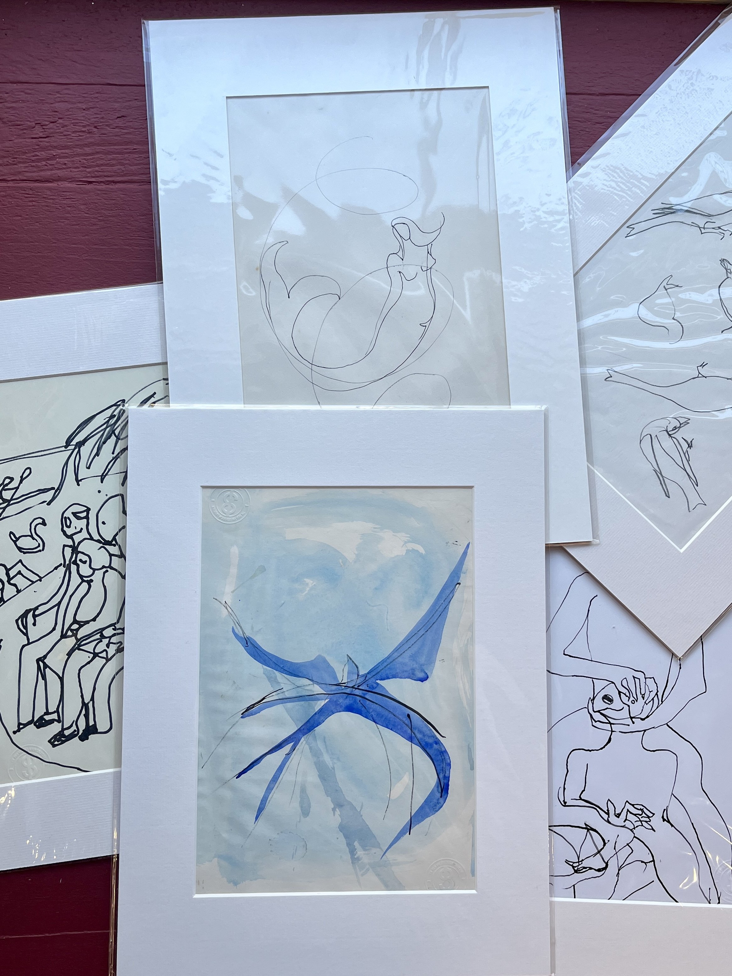 Large Portrait Original Mounted Drawing by Sven Berlin - various compositions