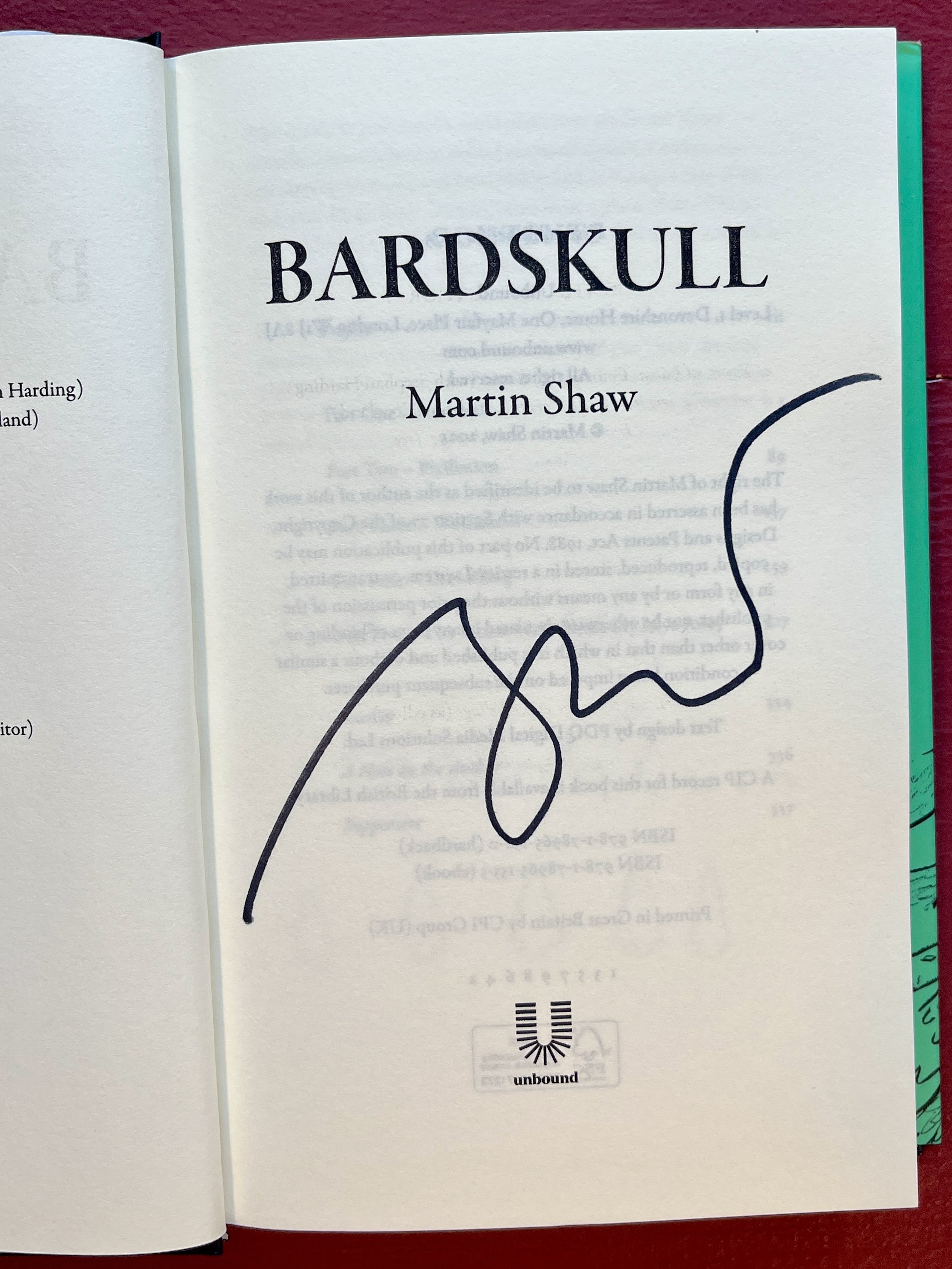 Signed copy of Bardskull  by Dr Martin Shaw