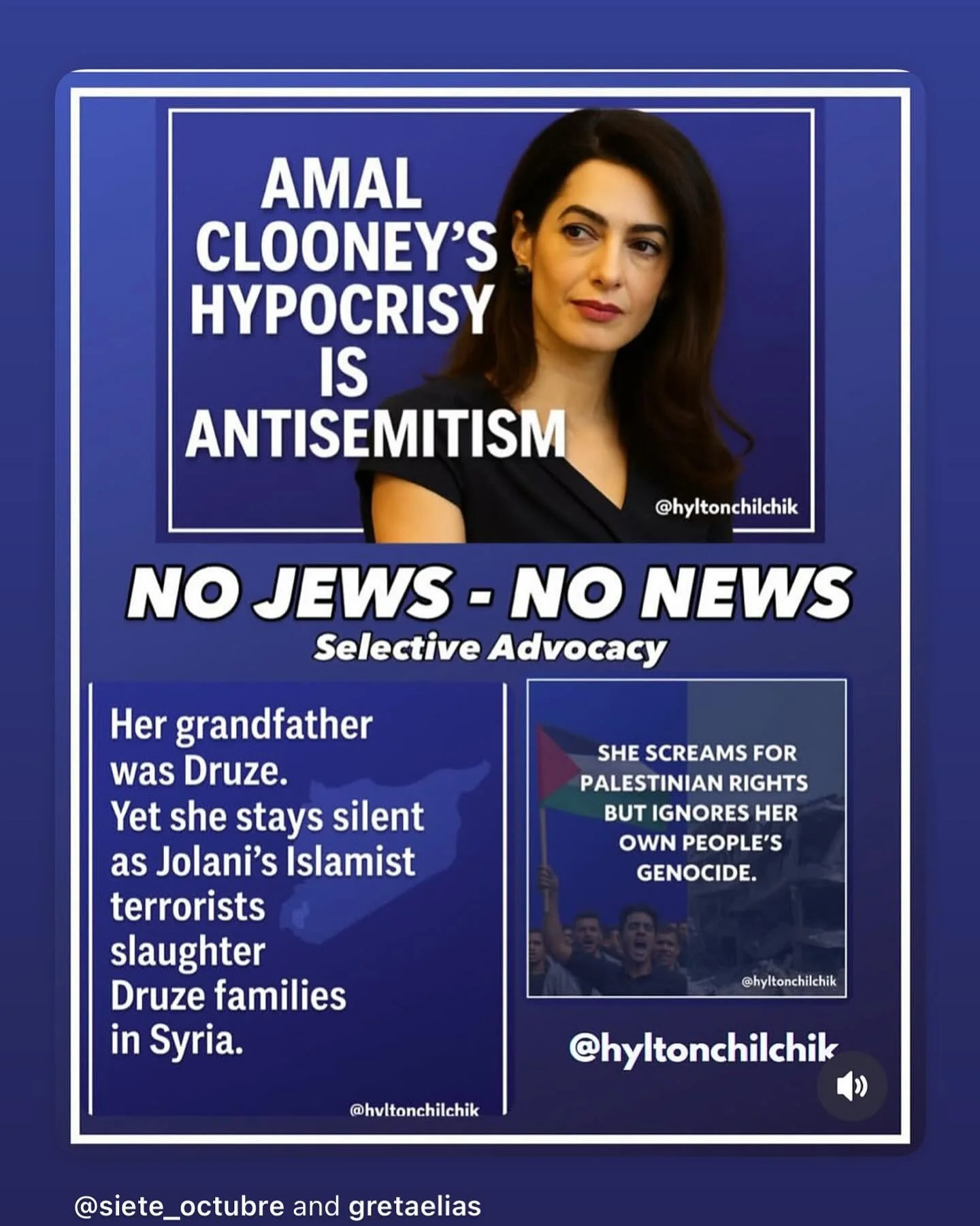 Amal is an anti semite, we keep seeing her true passions over and over again and it’s to destroy Israel, more than even stand up for “her own”