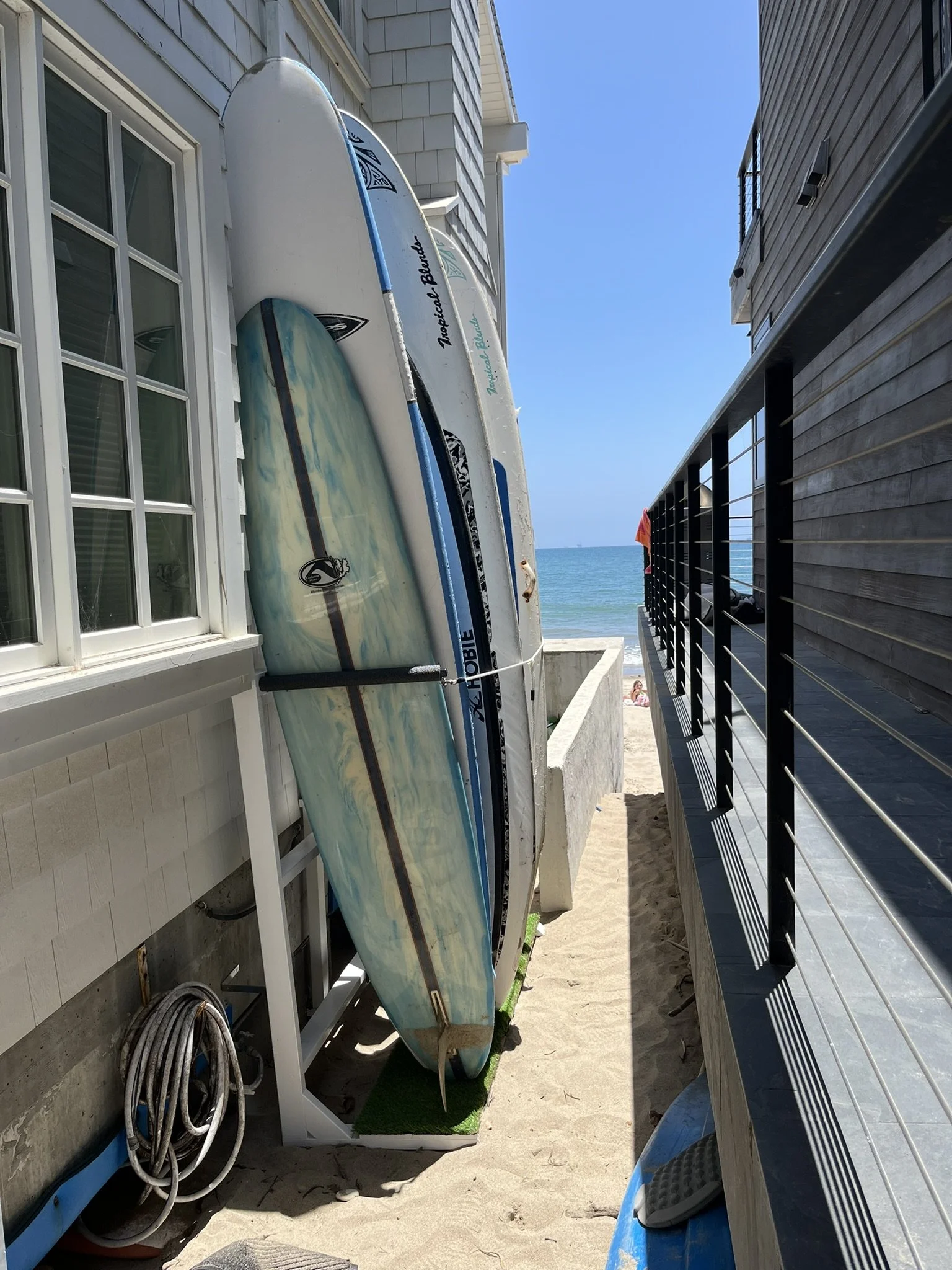 Custom Marine grade rack installed at for clients beach front property.  Secured to structure with stainless steel hardware.
