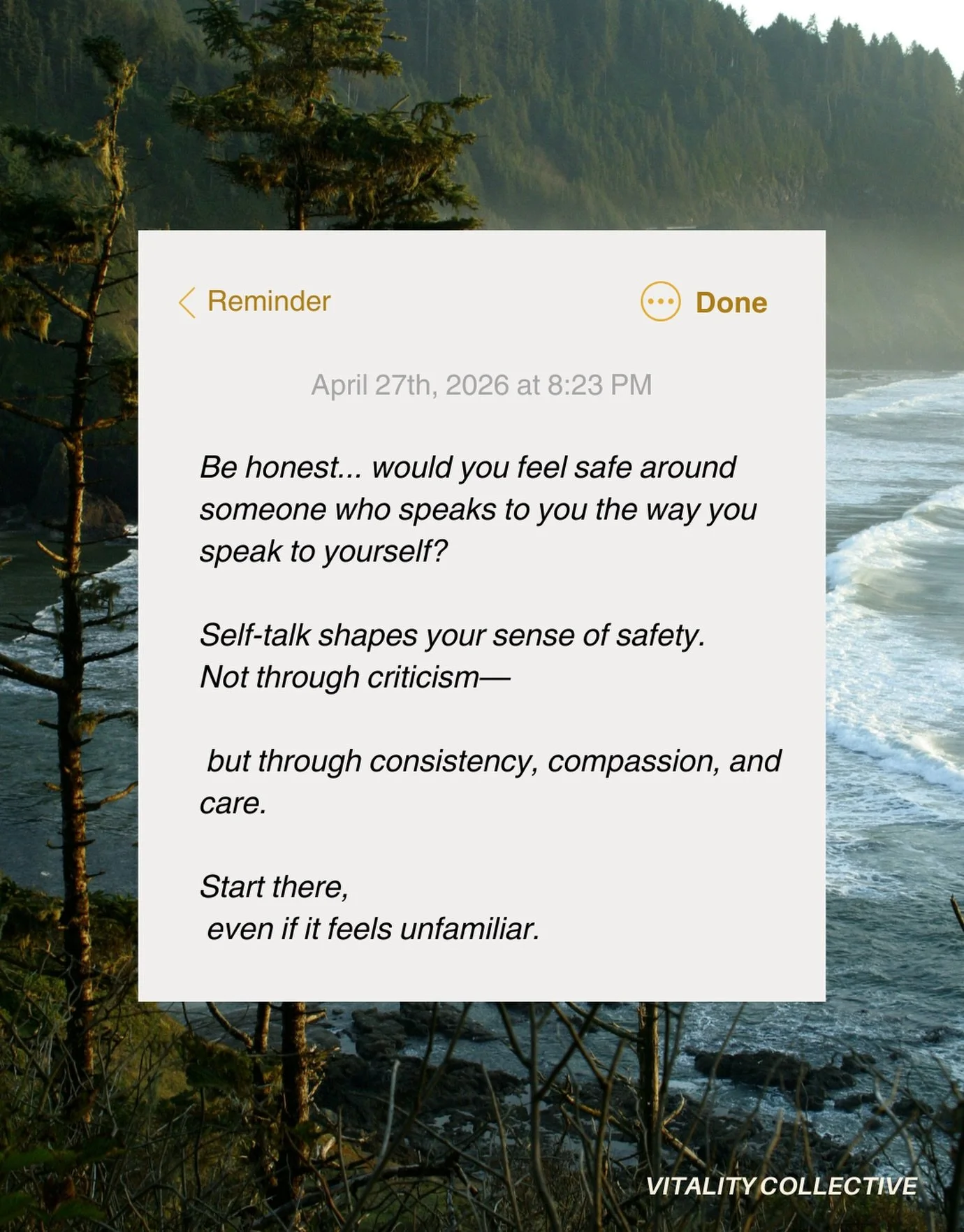 The way you speak to yourself isn&rsquo;t just &ldquo;thoughts&rdquo;&mdash;
 it shapes how safe you feel in your own mind.

And safety isn&rsquo;t built through pressure or criticism.

 It&rsquo;s built in the small, everyday moments:
✨how you respo