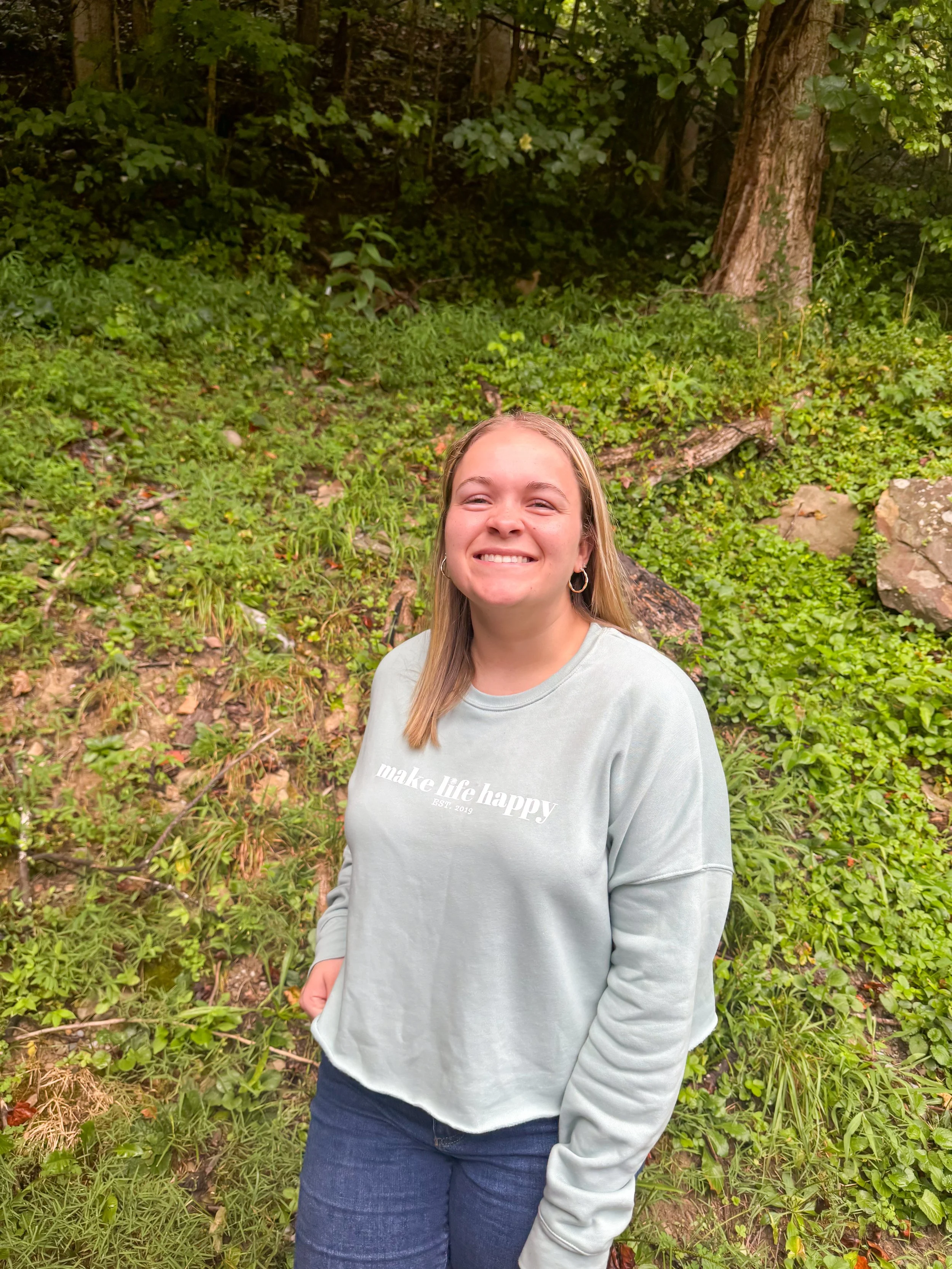 Make Life Happy Cropped Crewneck