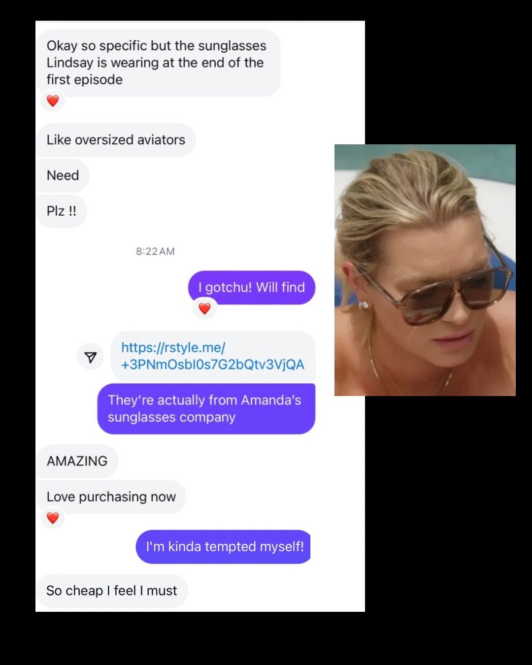 Lindsay Hubbard’s aviator sunglasses