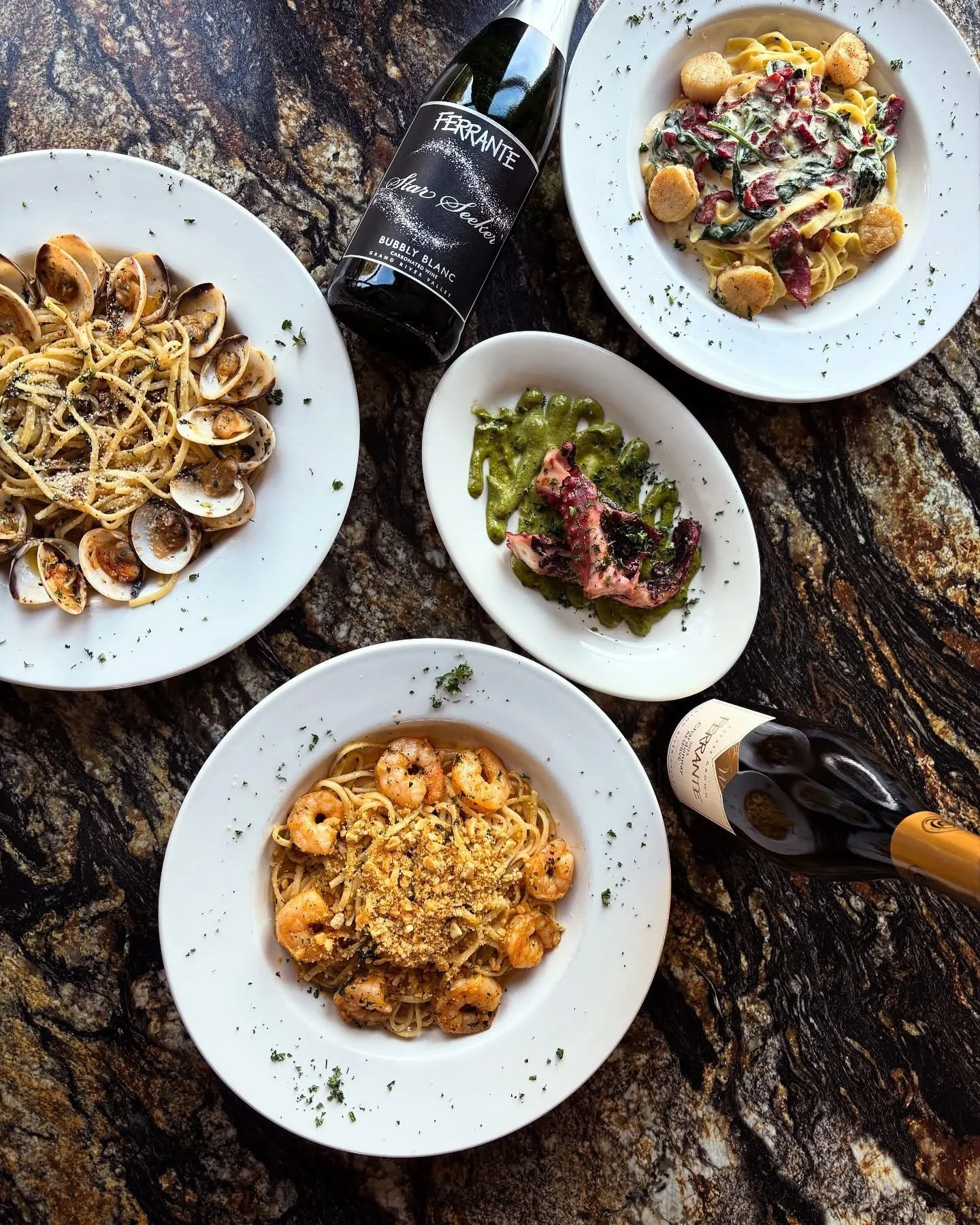 Seven Fishes. Seven Dishes, &amp; Wine Wishes.

Celebrate the Ferrante Family traditions for two more weekends with Chef Kelly&rsquo;s Feast of the Seven Fishes!! Paired Perfectly with your favorite Ferrante wines! 

📸 @ferrantewinery