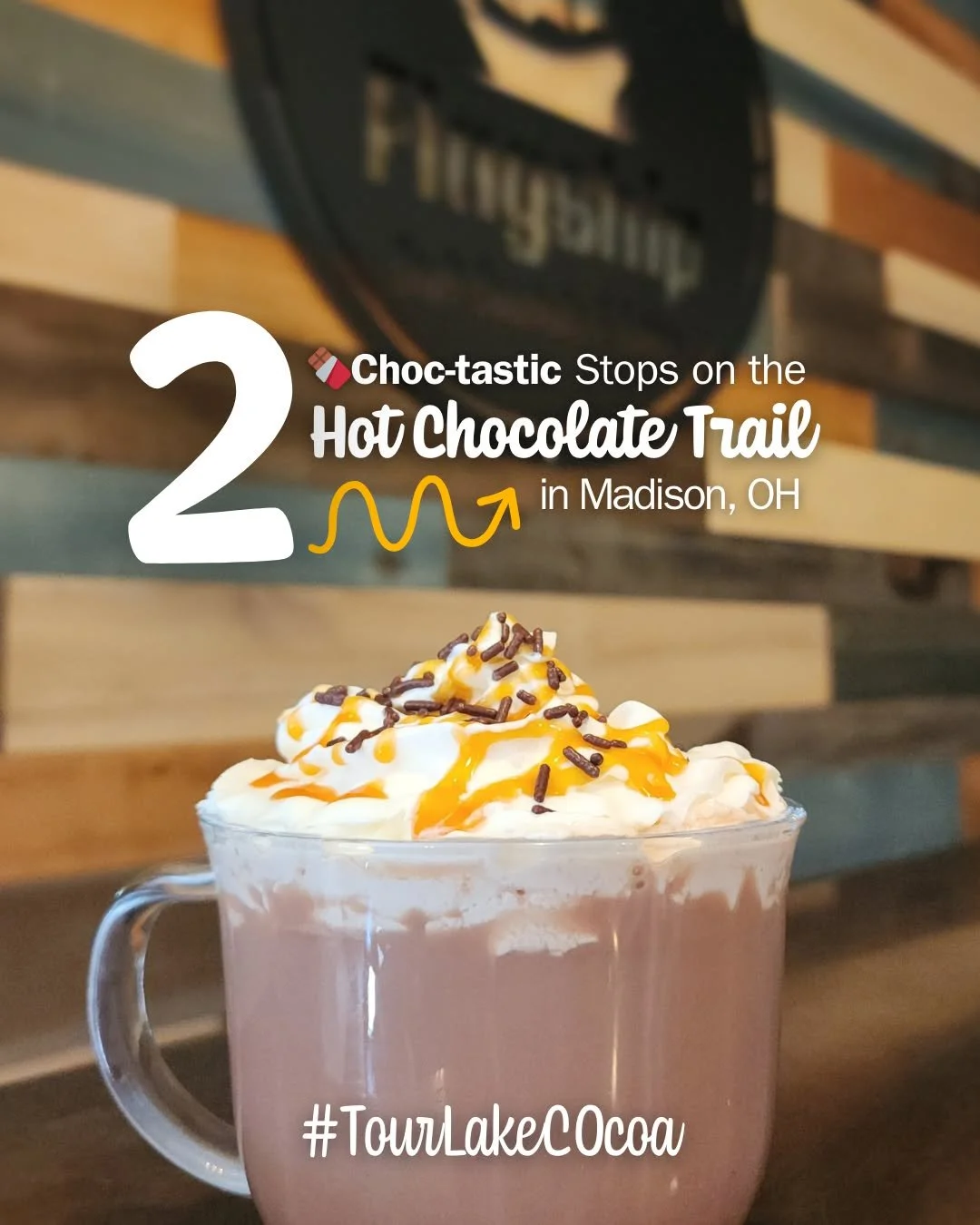 🍫Featuring two Choc-tastic HOT spots #9 &amp; #14 on the Hot Chocolate Trail, both in Madison, OH
☕️Flagship-Craft Cocktails &amp; Eatery 
🥜Reese's Peanut Butter Cup Hot Cocoa
🧡Indulge in rich, creamy cocoa blended with irresistible Reese's peanut