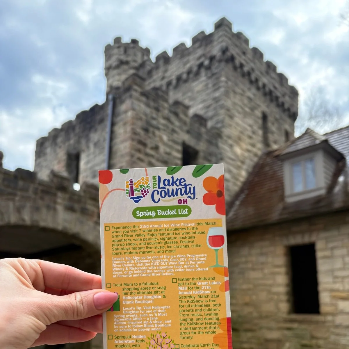 Spring Has Entered the Chat🌸🌷🌼🌱🍷🥾🍩🛍️
Where will you be this Spring in the Lake County, OH?

🏰Squire&rsquo;s Castle - Celebrate Earth Day out in nature with a hike at the North Chagrin Reservation amidst the scenery of Squire&rsquo;s Castle, 