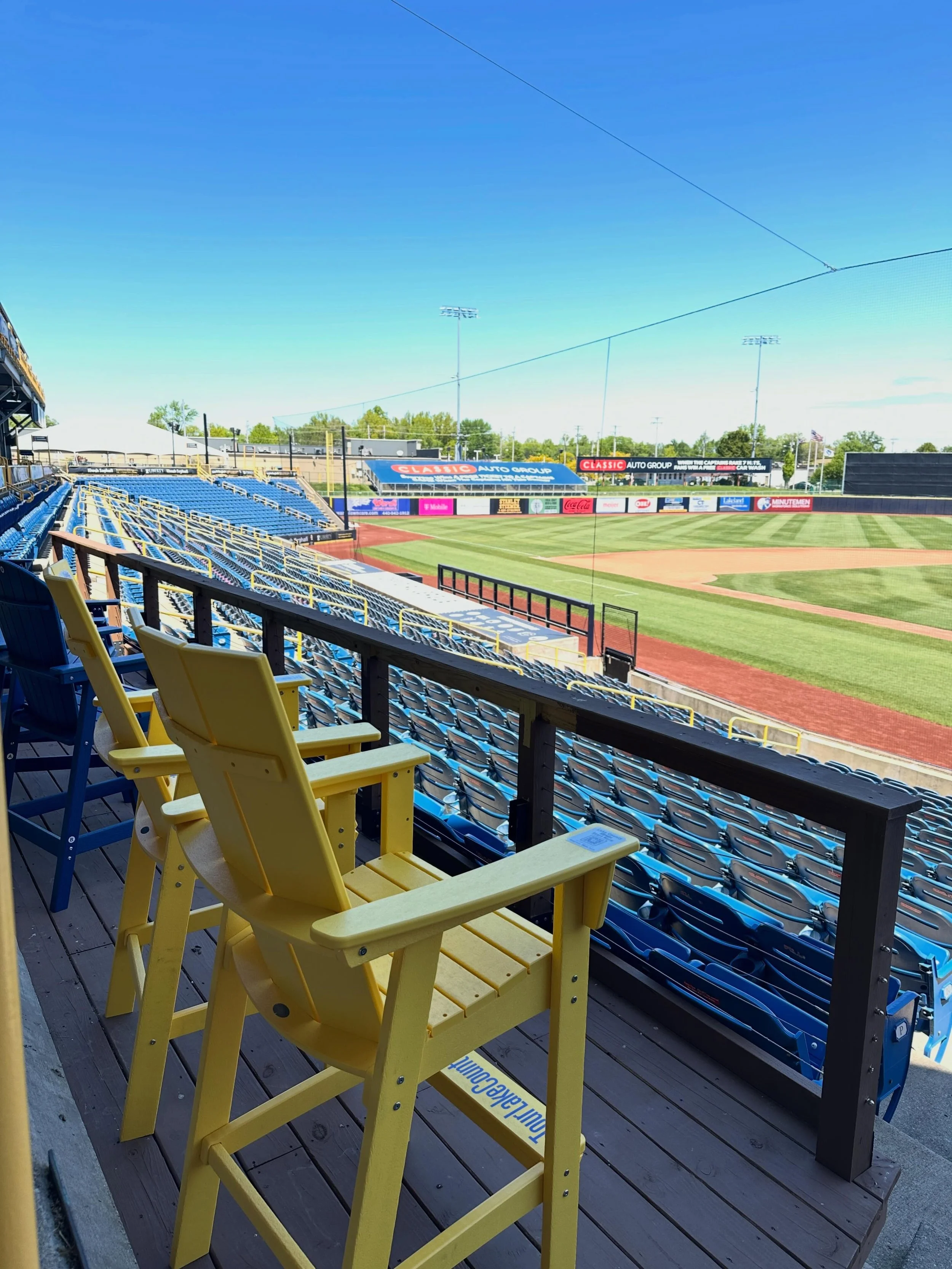 💛Some seats come with a view. Some come with a moment. This one comes with both. 💛
 
Today we&rsquo;re featuring the Lake County Captains, one of 25 yellow chair locations across Lake County, Ohio. 
 
Whether you&rsquo;re here for the view, the fre