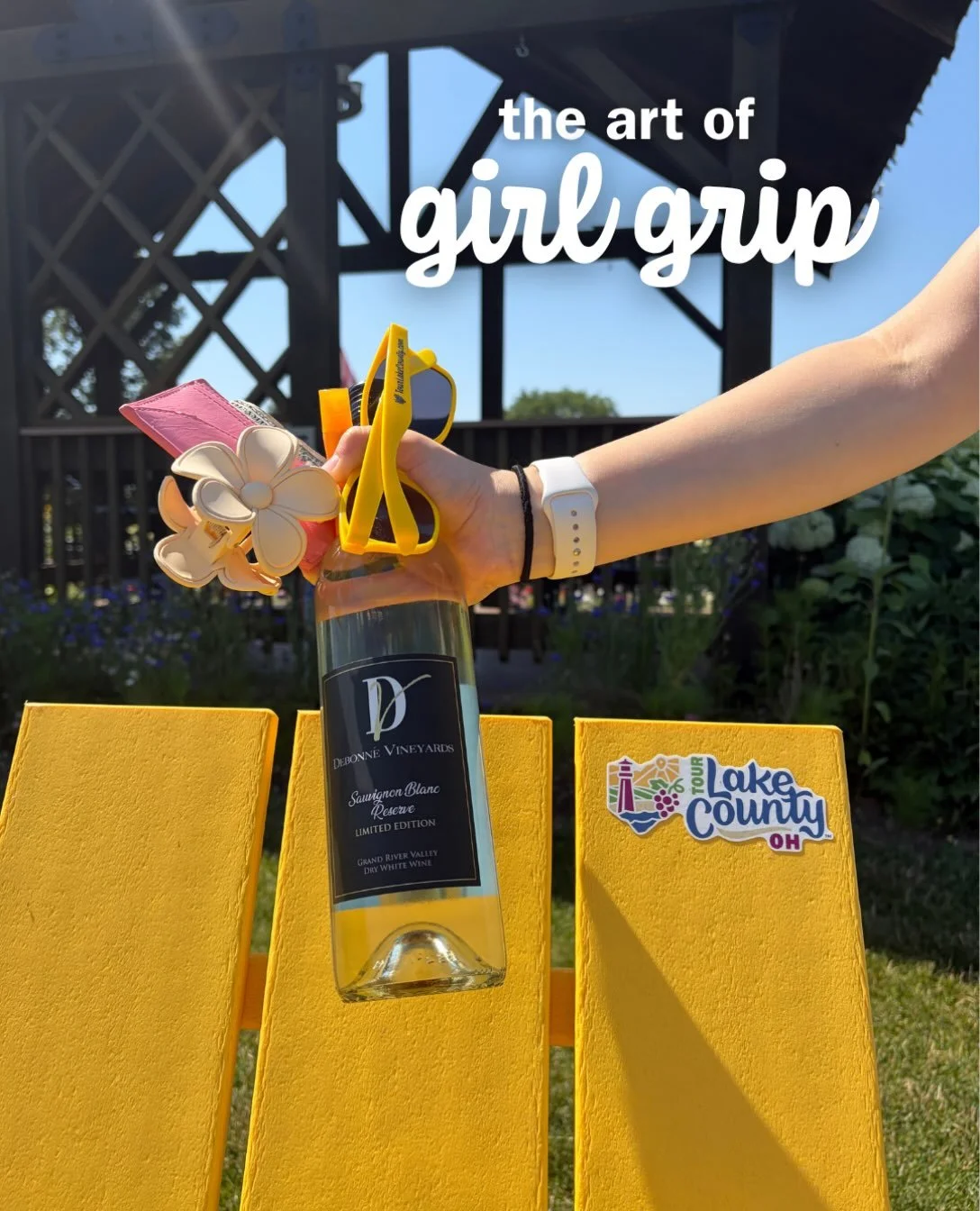 The power of the girl grip: Grand River Valley edition. 🍷

With so much wine to sip, vineyards to explore, and sunshine to soak up, these are our patio-day essentials for a perfect day in northeast Ohio&rsquo;s wine region. 
Here&rsquo;s where we&rs
