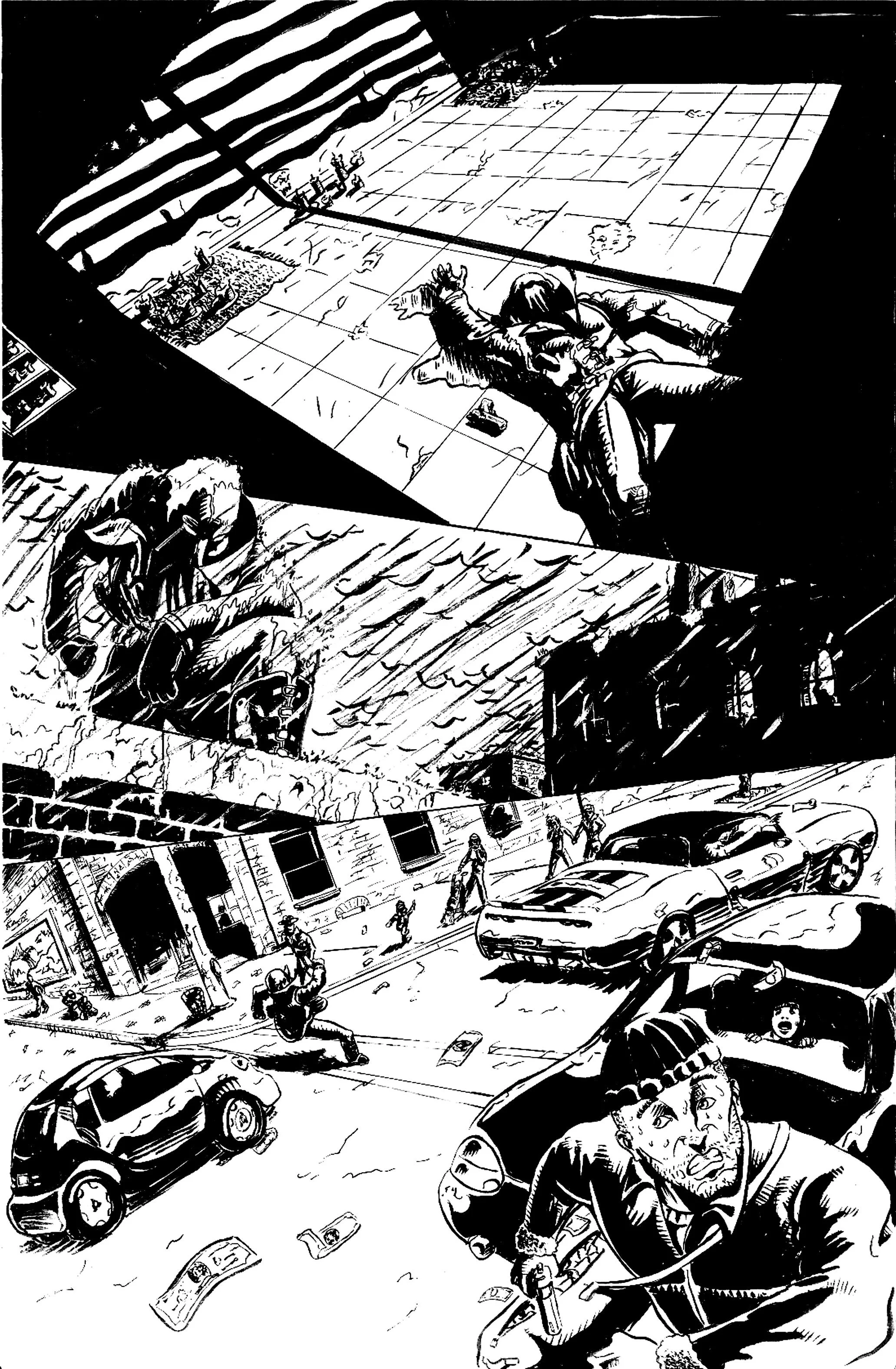 "Running on Fumes" pg. 1 from The Fall Vengeance and Justice Vol. 2, PLB Comics
