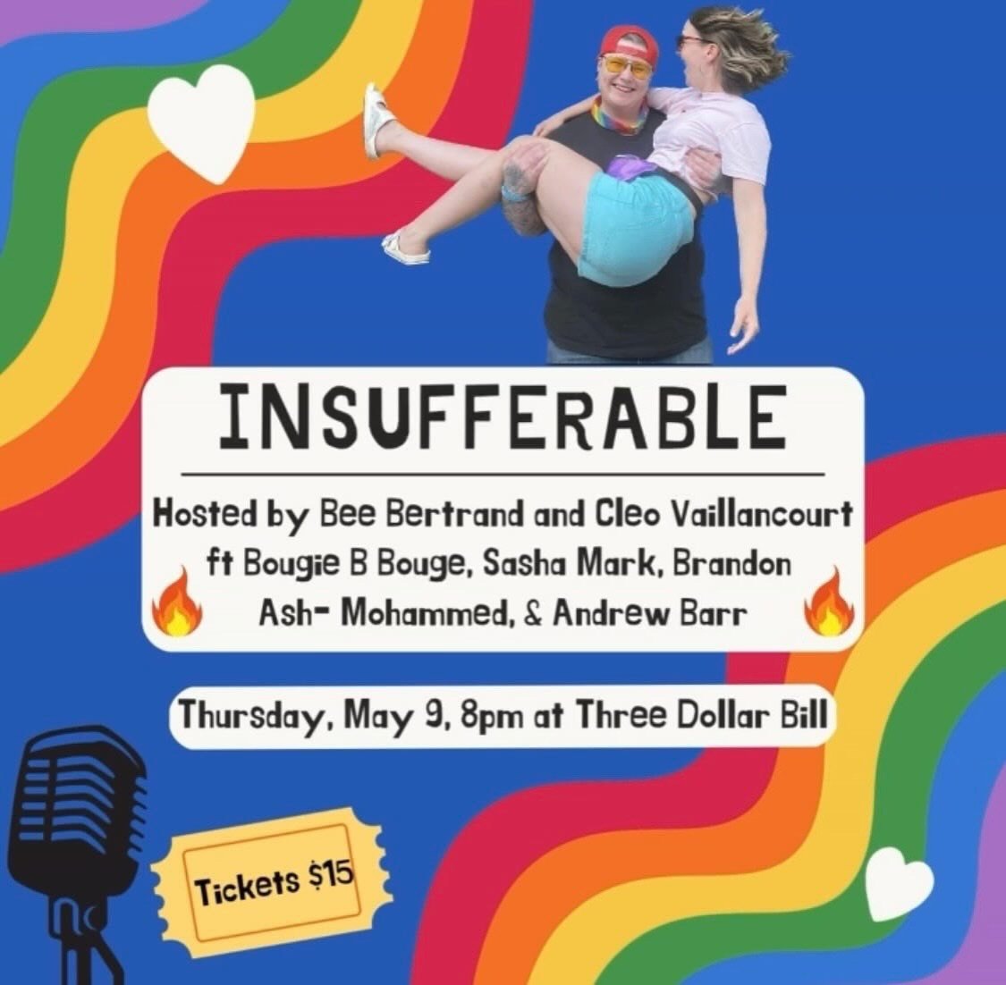 🤩 TONIGHT! 🤩
&ldquo;Insufferable&rdquo; with Bee Bertrand @beebertrandcomedy and Cleo Vaillancourt.

We have been called a lot of things- inspiring, influential, ingenious- but the people who know us best call us Insufferable. Just don&rsquo;t call