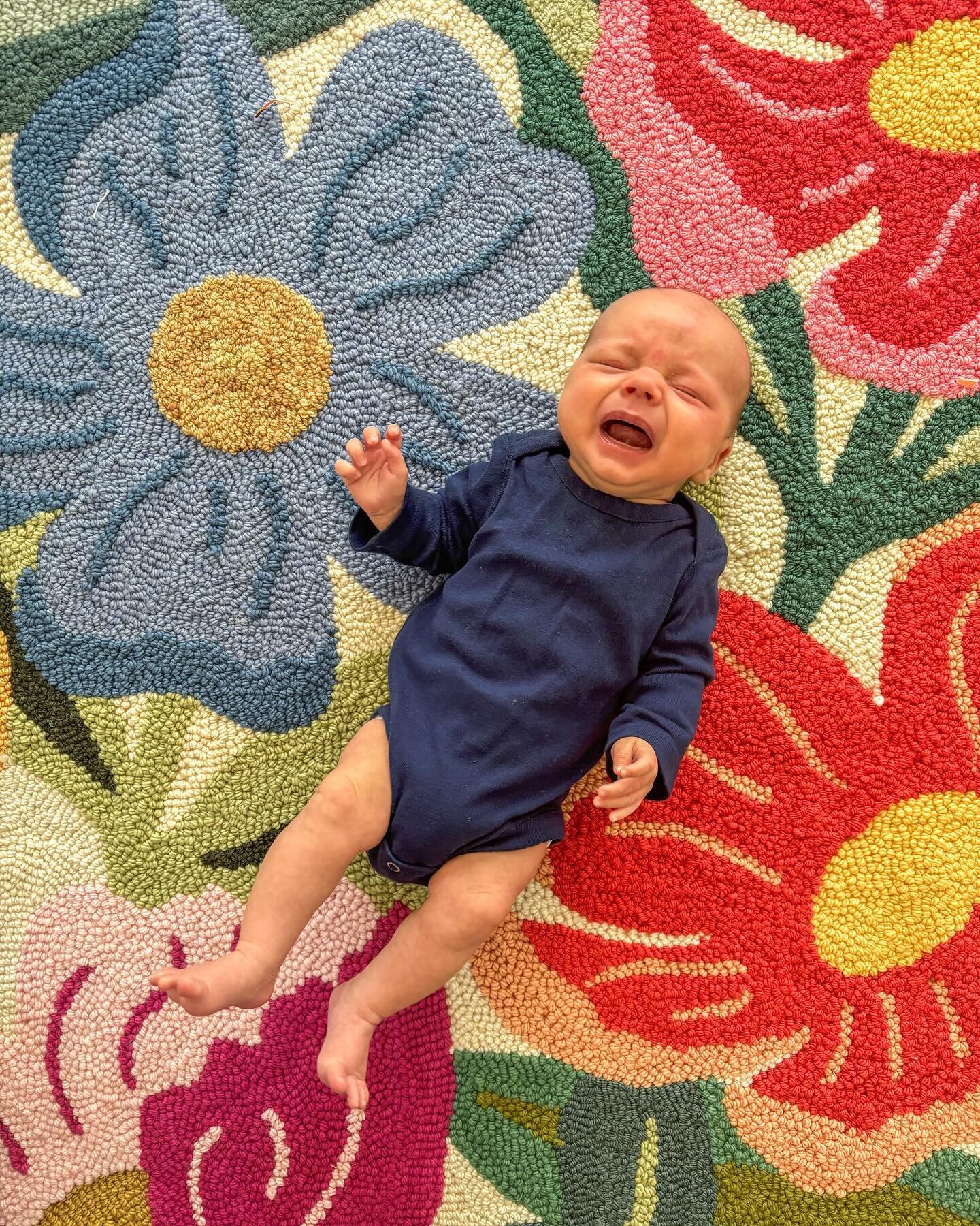 He&rsquo;s only allowed to lay on the rug if he promises not to spit on it. Or poop 💩 so far so good! 

Spring is springing here in Oklahoma! Is it spring where you are or are you still in winter? 

Also, if you want to make this rug the course is l