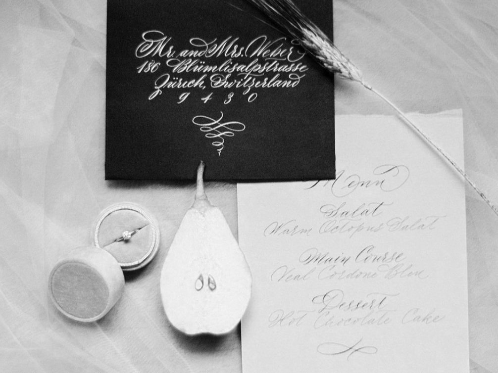 calligraphy invitation menu set