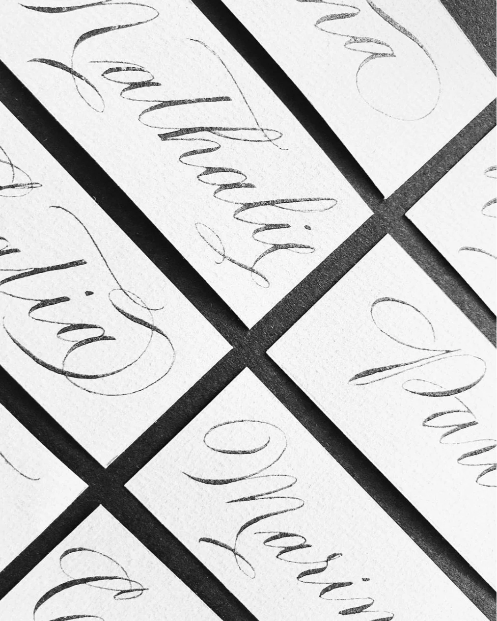 placing cards calligraphy