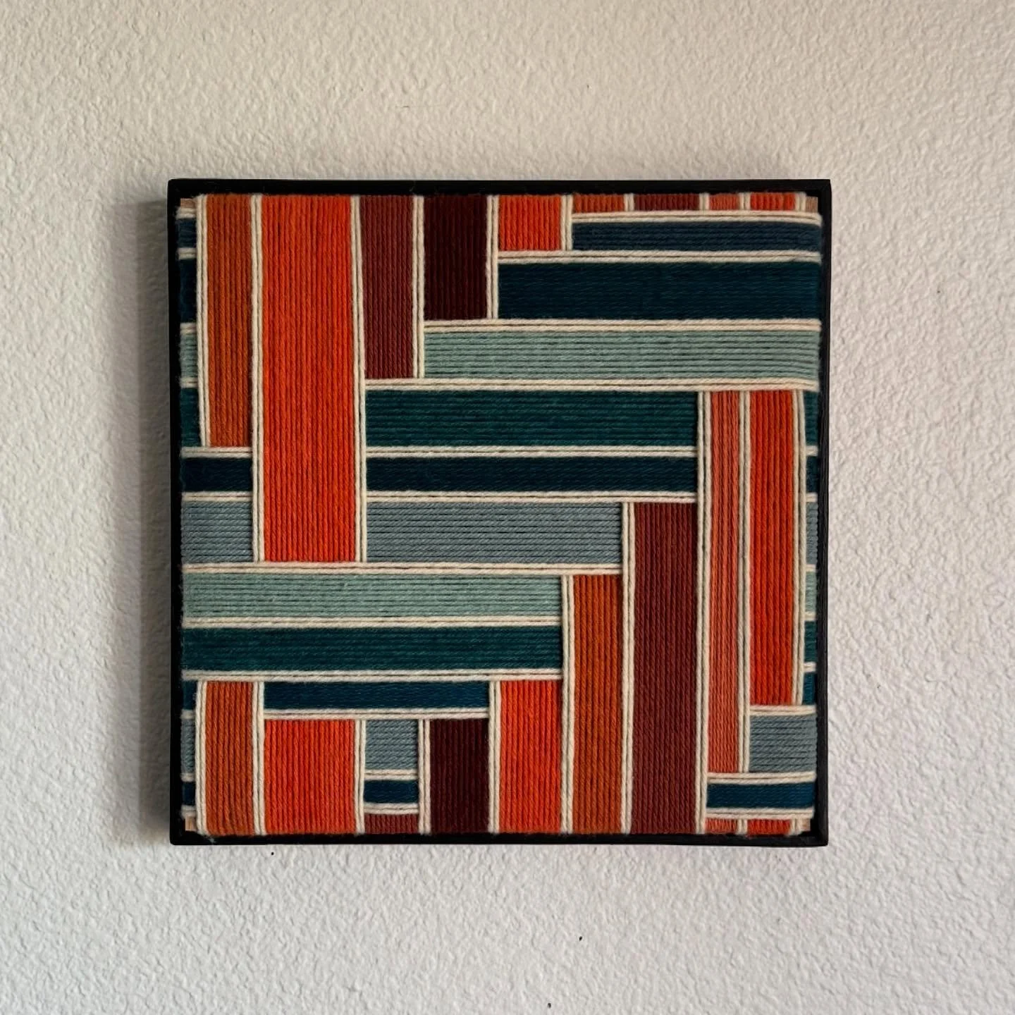 Another piece as a part of my color study collection, &ldquo;Blue and Orange&rdquo; 
Diving further into a complementary color expression with mixed fibers, each hand dyed. 
Cotton &amp; Wool, woven onto handmade loom, 15.5&rdquo; x 15.5&rdquo;, fram