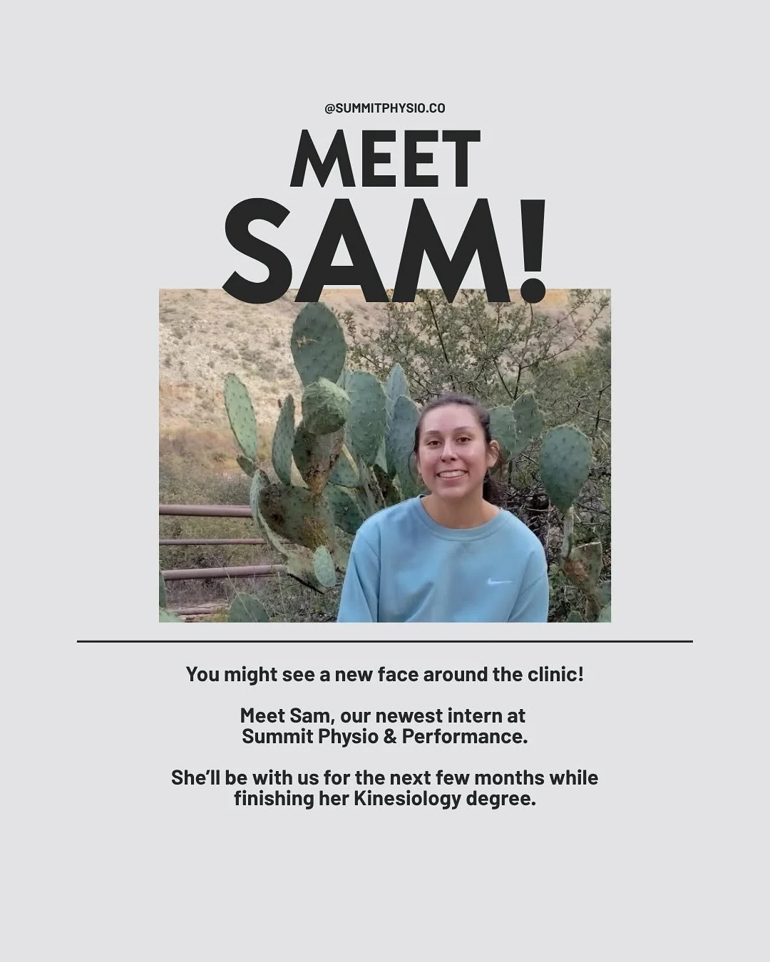Swipe to learn more about our new intern, Sam!
She’ll be at the clinic starting Monday, so be sure to welcome her and say hello if you see her out and about!