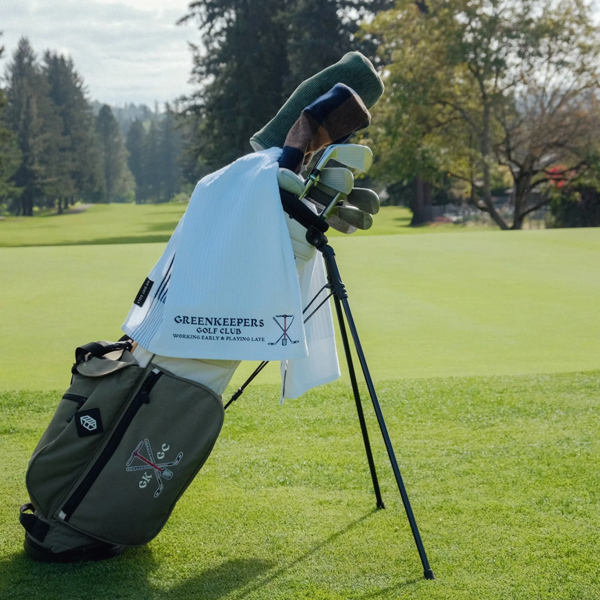 So. Many. Caddy Towels&hellip; 

Well, we finally got one for the keepers. Show your turf pride wether you are working early or playing late. These @nodirtgolf towels come with a built in scrubber in the corner when you need a little something extra 