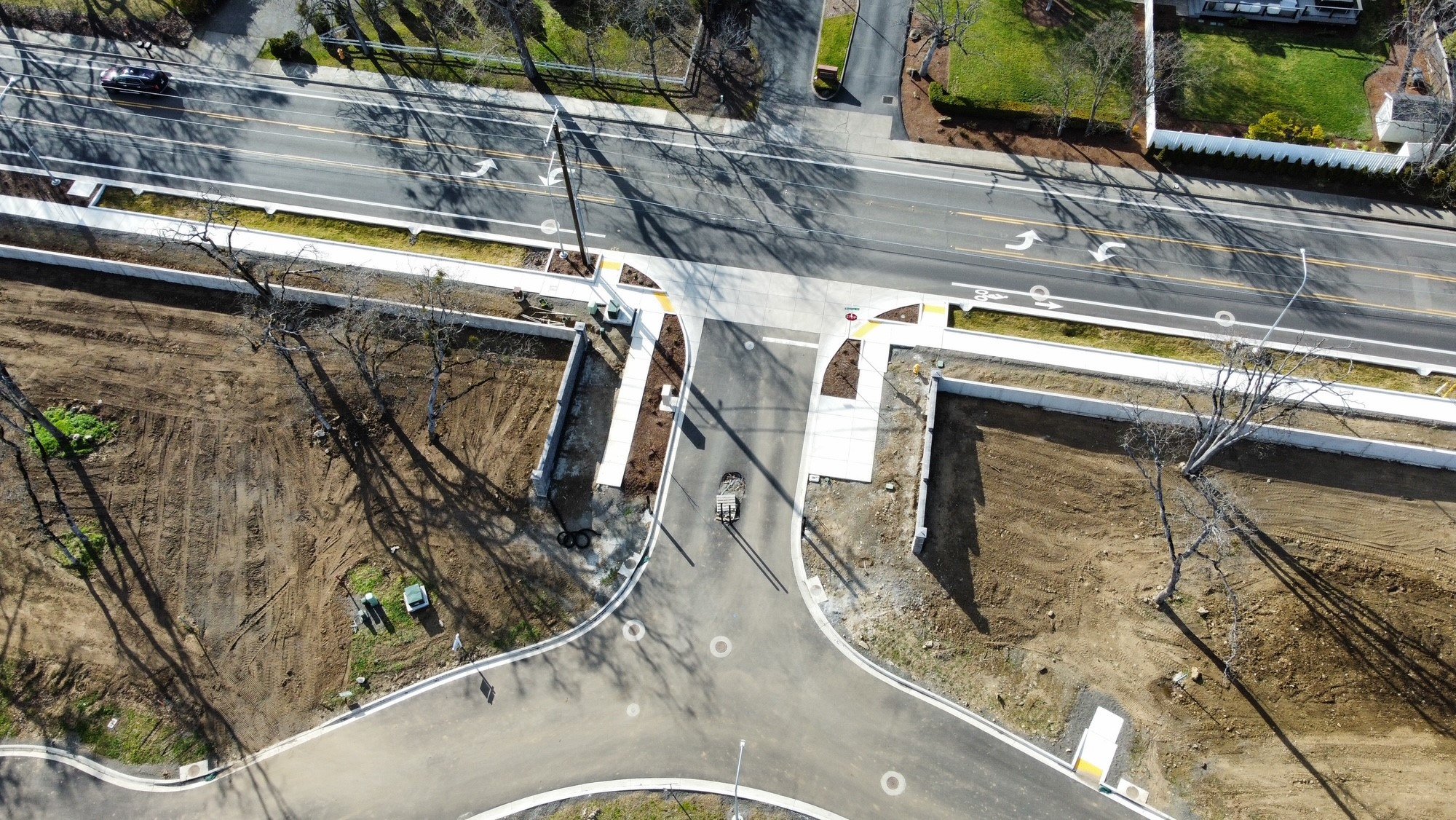 Aerial view of the entrance to The Reserve Subdivision.