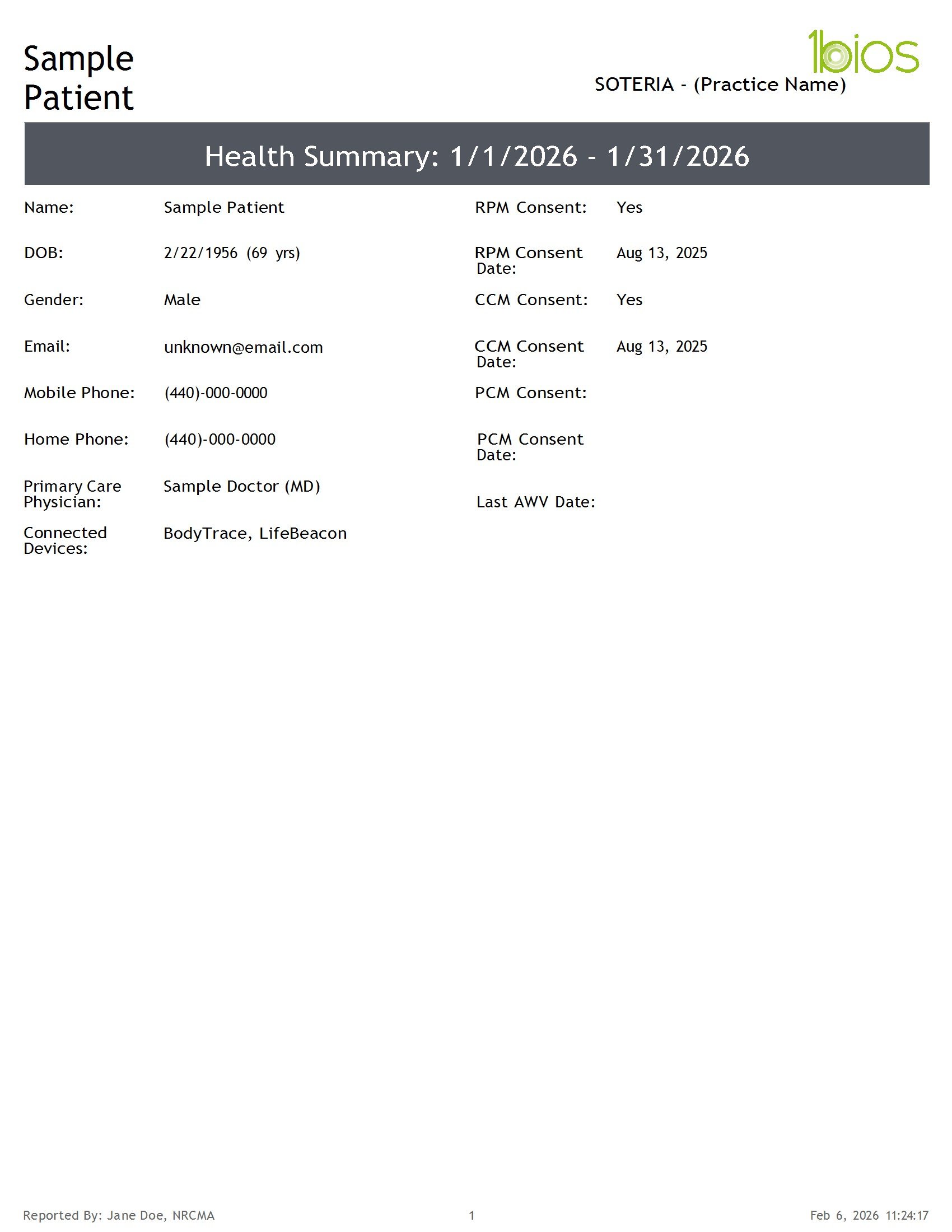 Sample Health Summary (1)