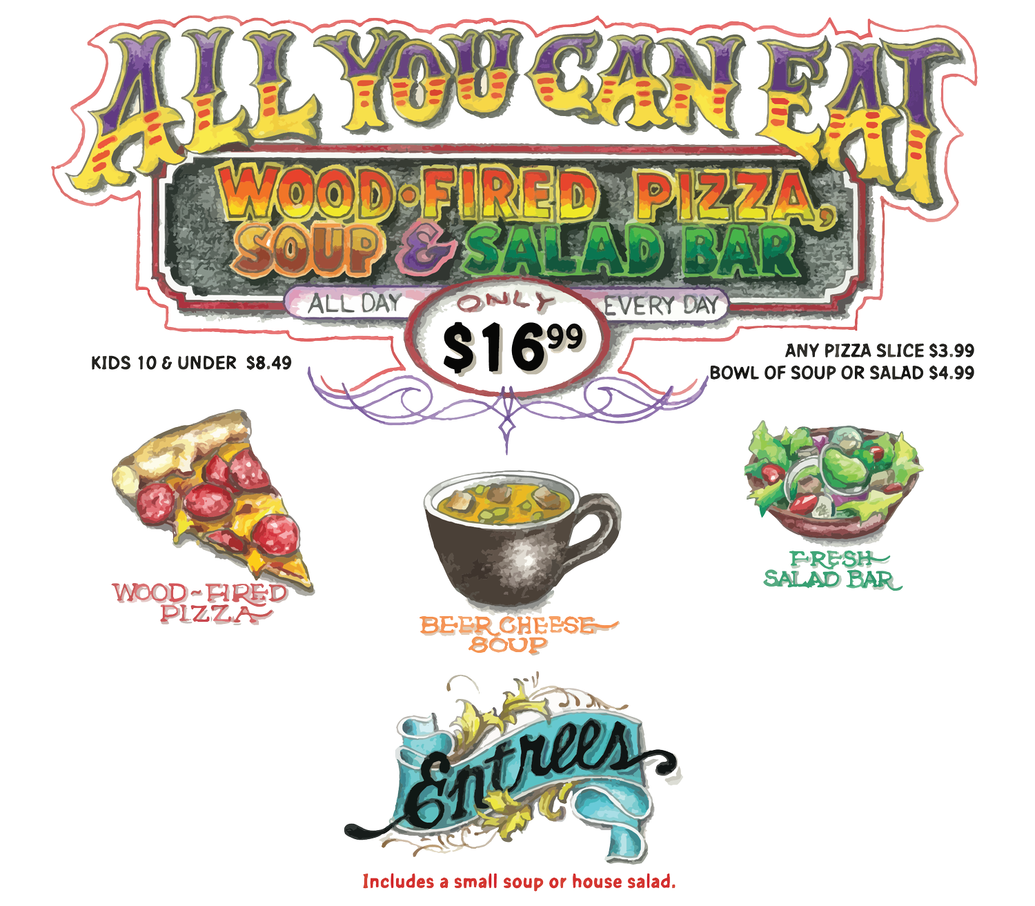 DineIn Food Menu & Drink Menu — Woody's WoodFired Pizza