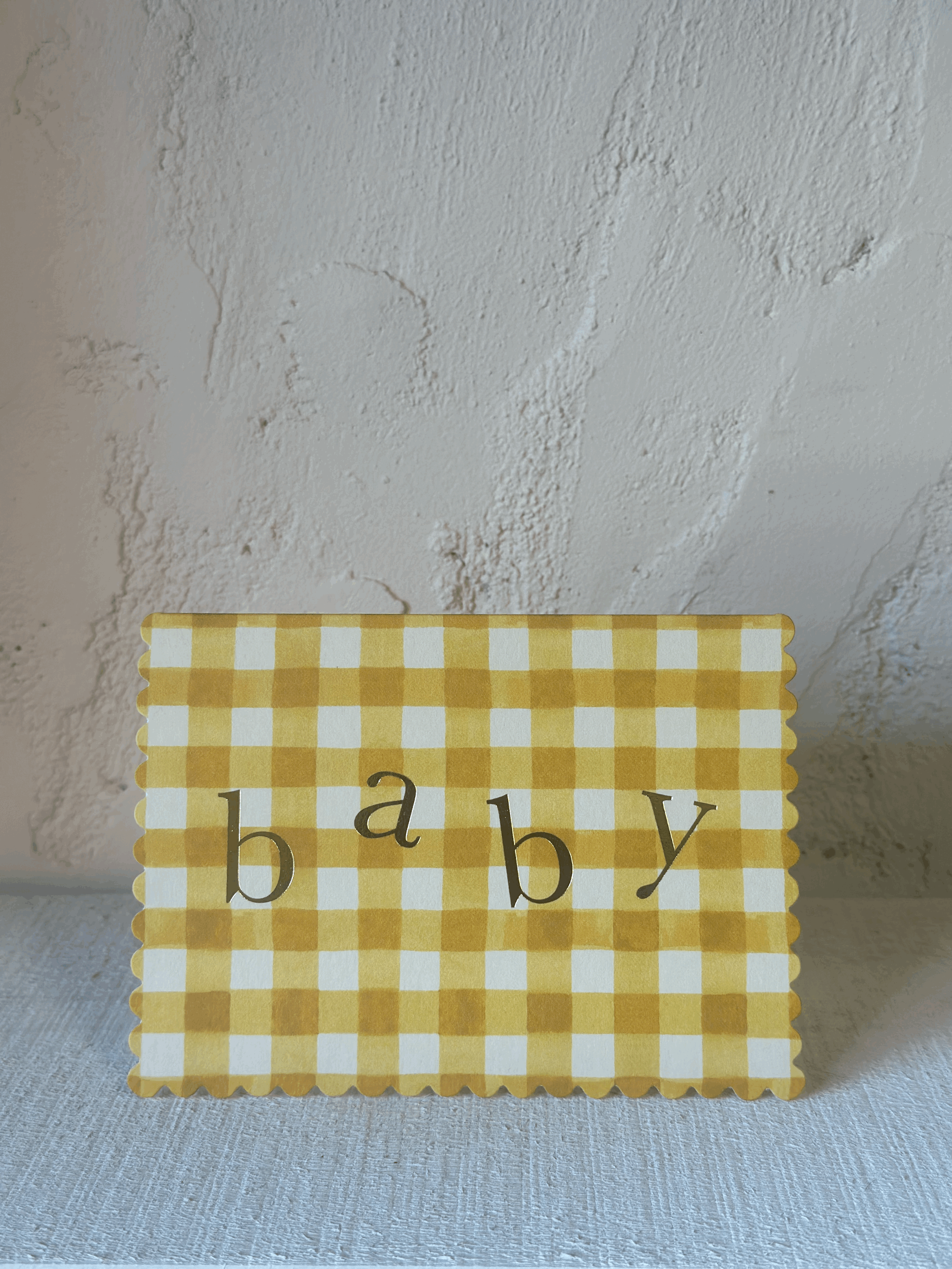 Mustard Gingham 'Baby' Card