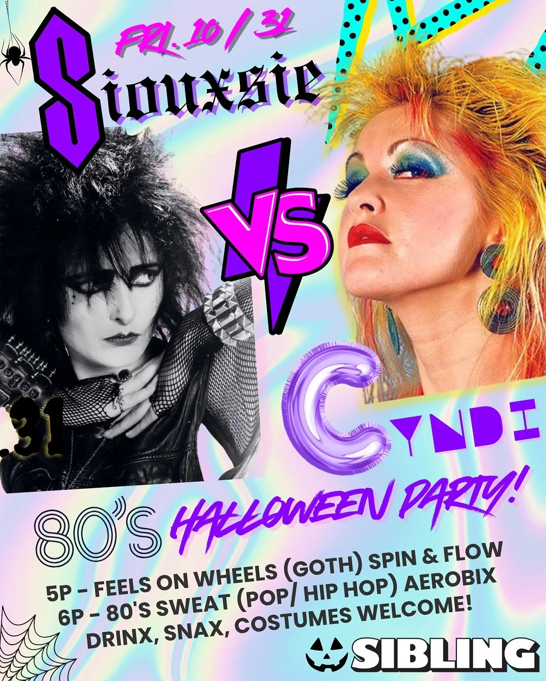 Next Friday GOTH vs. POP!🦇x👩‍🎤
CREEP IT REAL at our first ever SIBLING HALLOWEEN PARTY!🧟‍♀️
JOIN US for a spooky twist on our regular Friday nite lineup!
————
5p - FEELS on WHEELS 🚴🏽
(Beginner SPIN & flow)